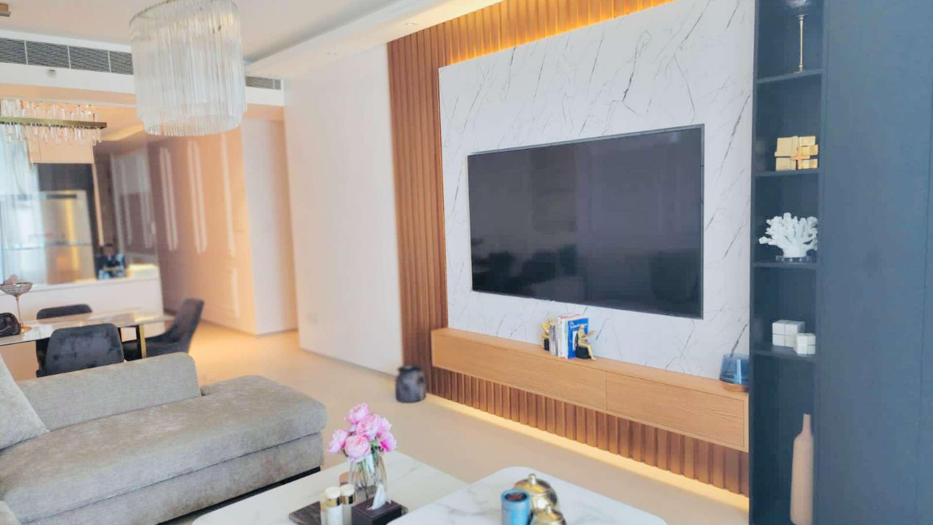 Luxurious living room in 3-bedroom apartment, Address Beach Resort, Jumeirah Beach Residence, Dubai
