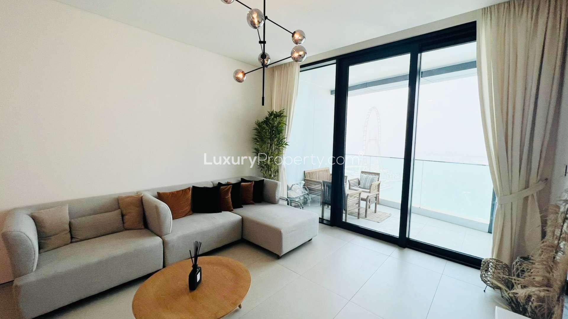 Aerial view of Jumeirah Beach Residence beachfront near The Address Jumeirah Resort and Spa