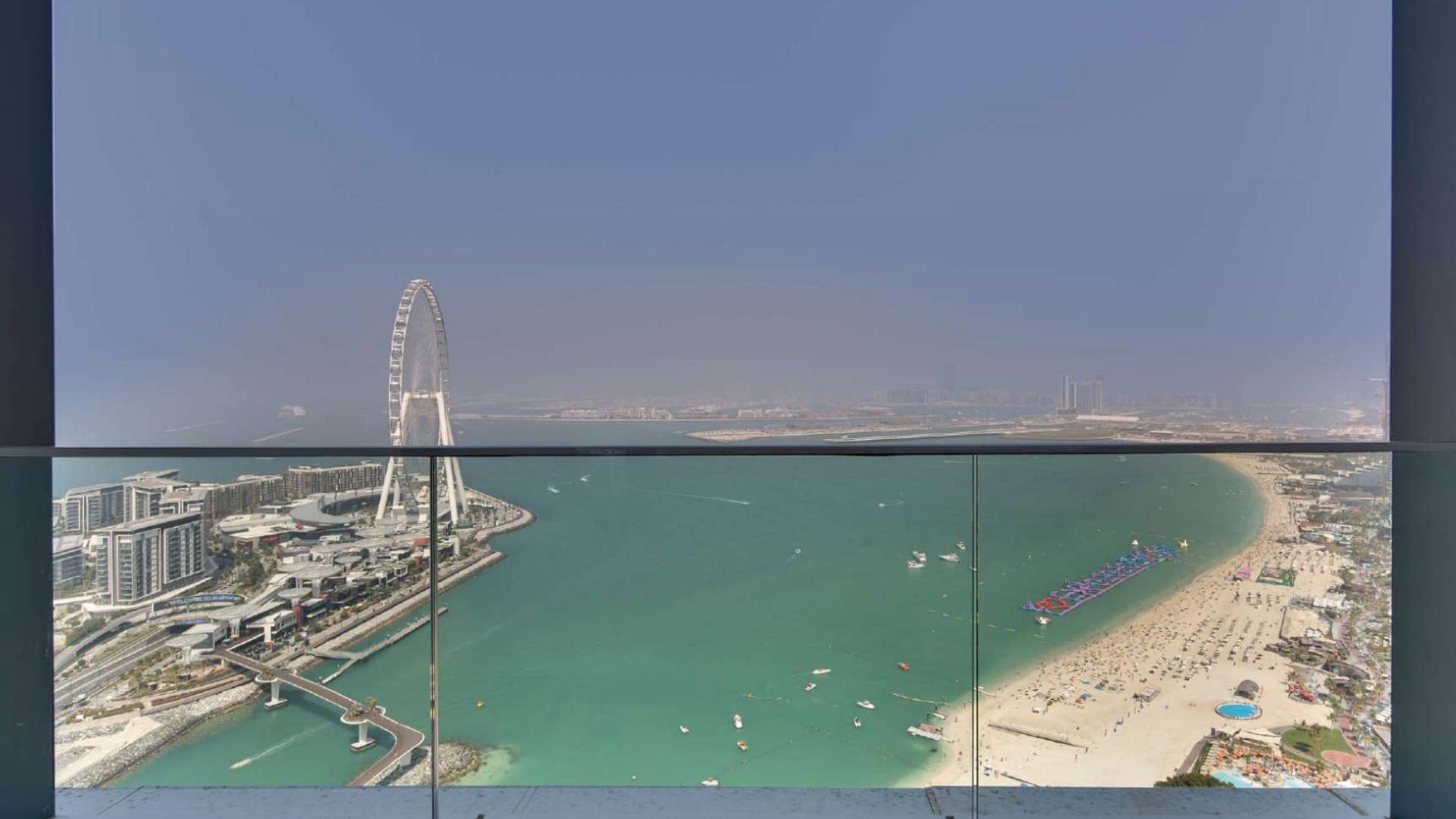 Furnished living room with sea view in Jumeirah Beach Residence apartment for rent