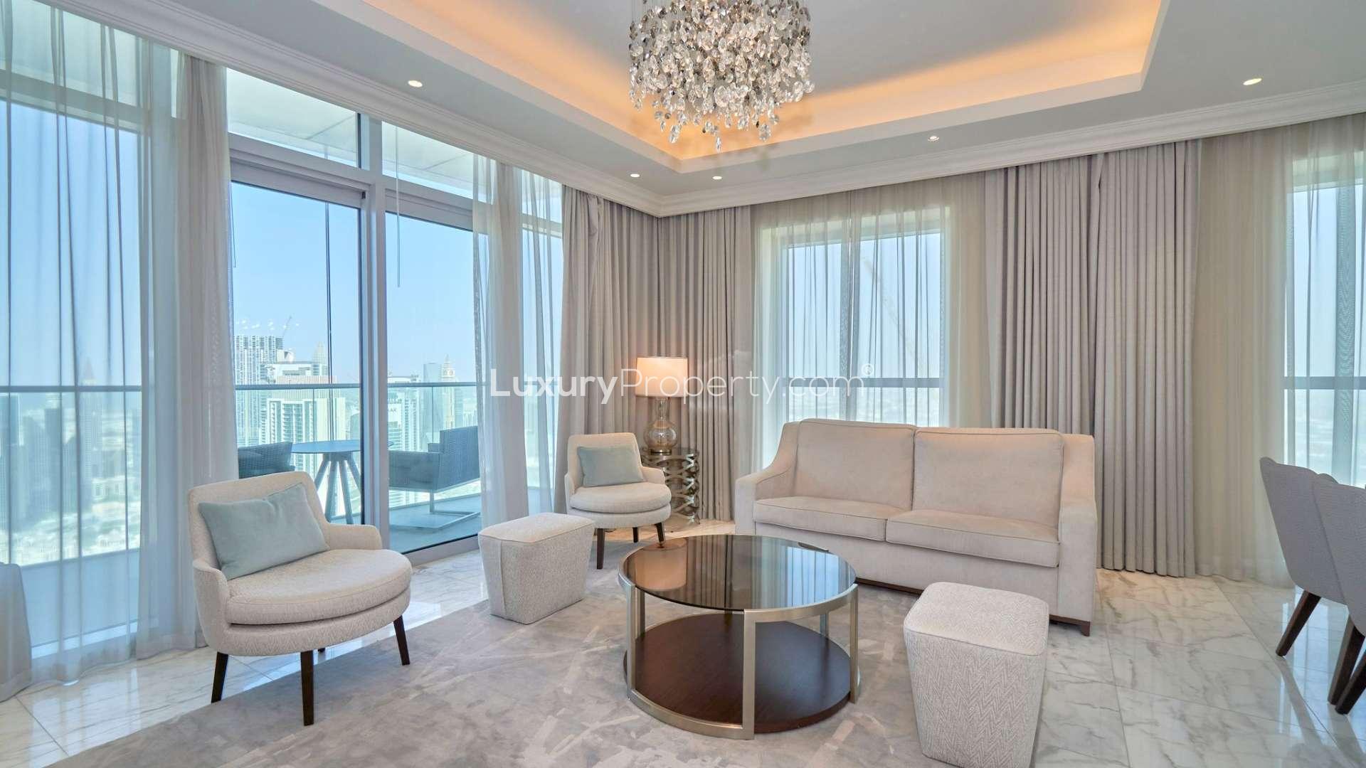 Skyline view from The Address Residence Fountain Views, Downtown Dubai apartment for rent