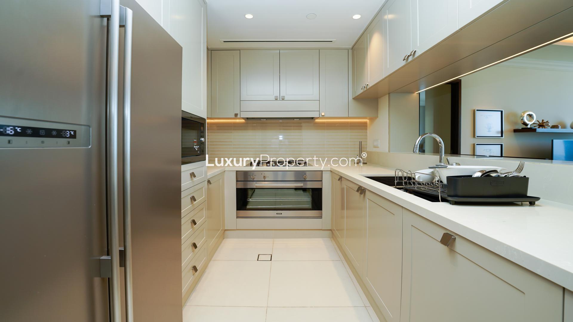 High-floor apartment dining and living area, modern design, Downtown Dubai, The Address Residence