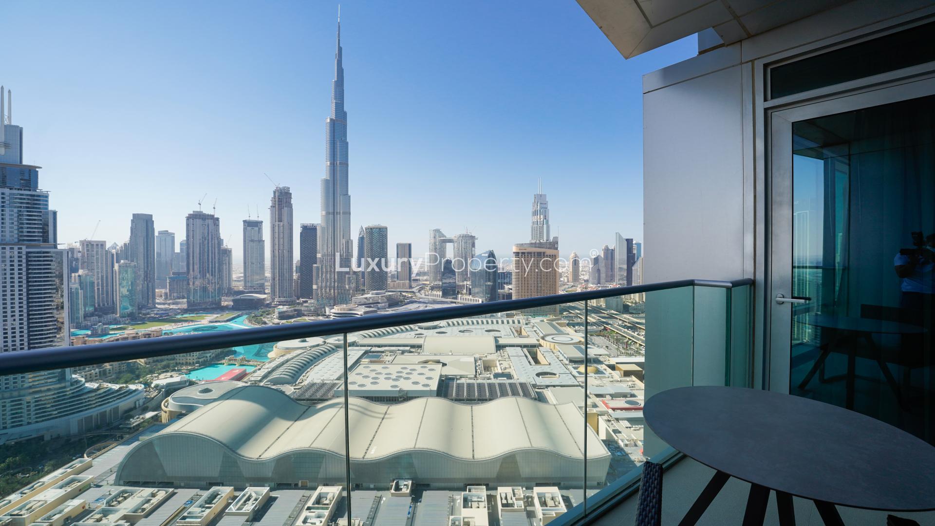 High-floor luxury apartment living room in The Address Residence Fountain Views, Downtown Dubai