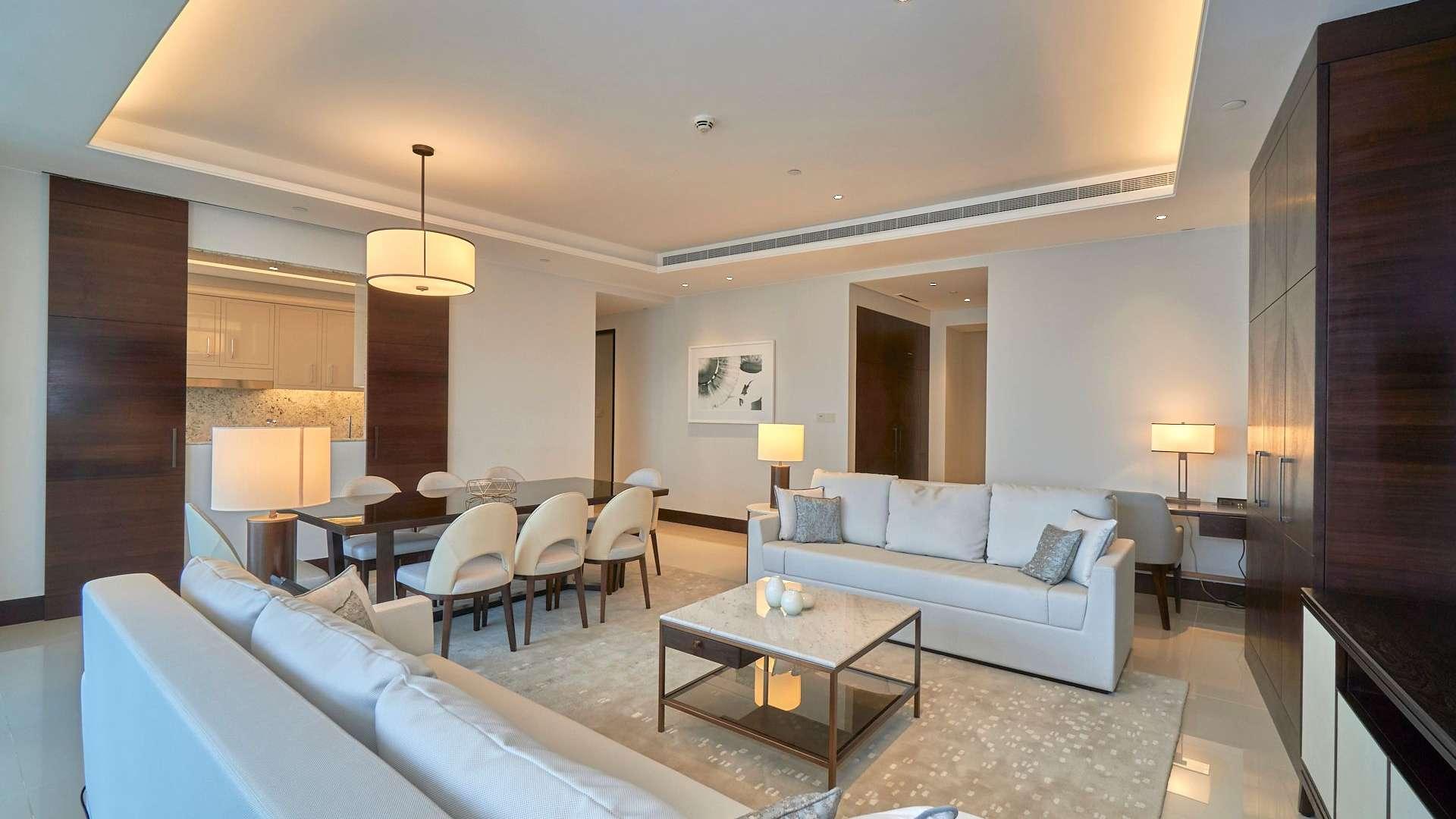Fully furnished living room in Downtown Dubai apartment, Address Sky View Towers, elegant decor