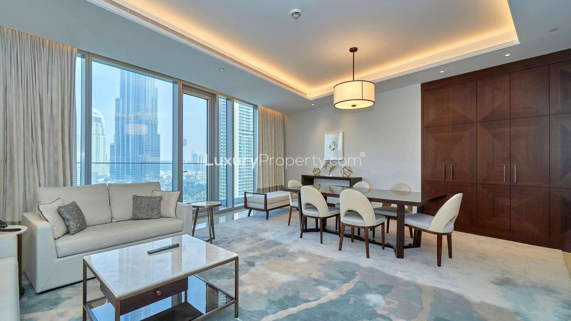 Luxurious furnished living room in Downtown Dubai apartment, Address Sky View Towers
