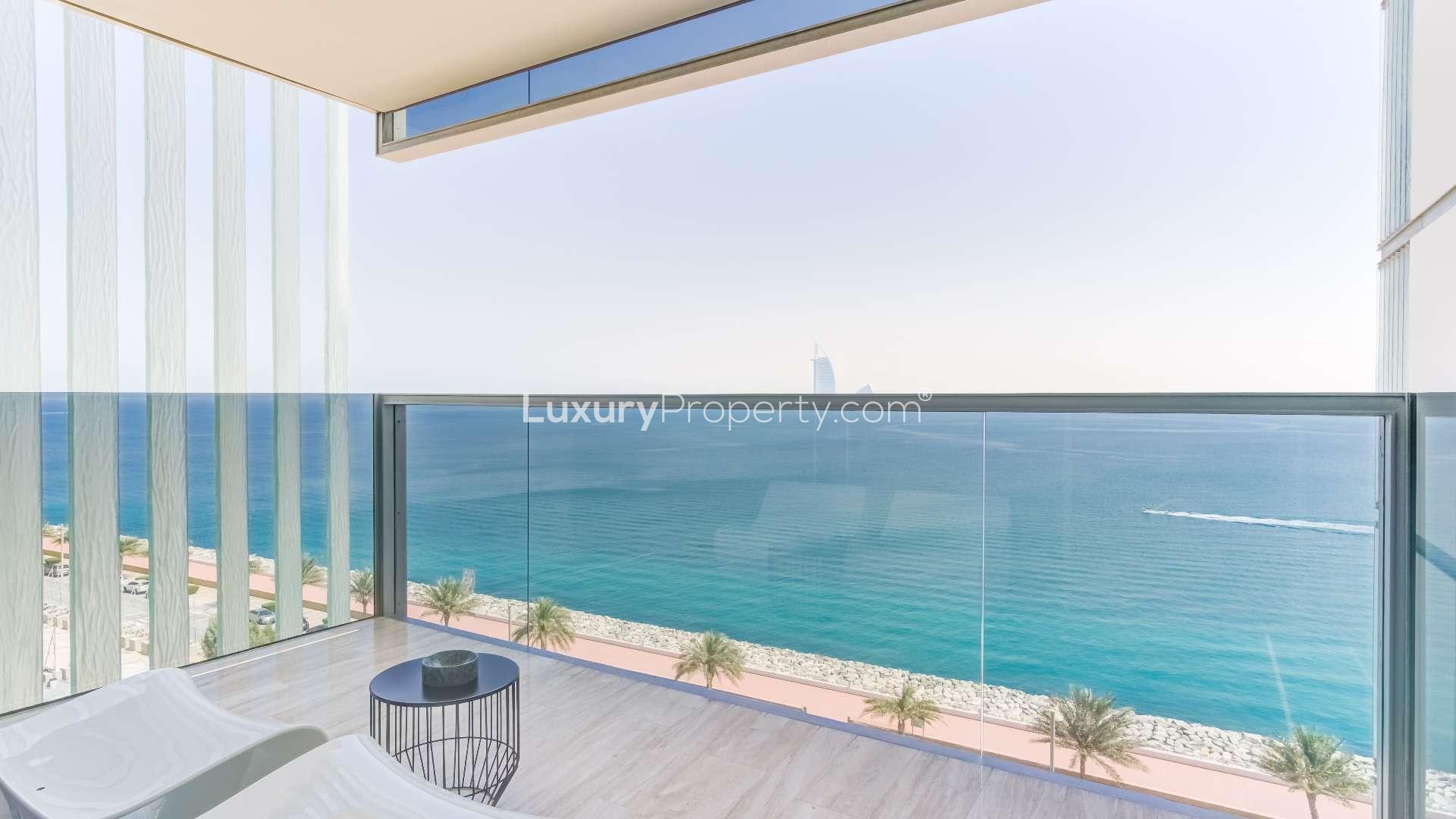 Luxurious Muraba apartment bedroom with stunning Palm Jumeirah sea view, Crescent community