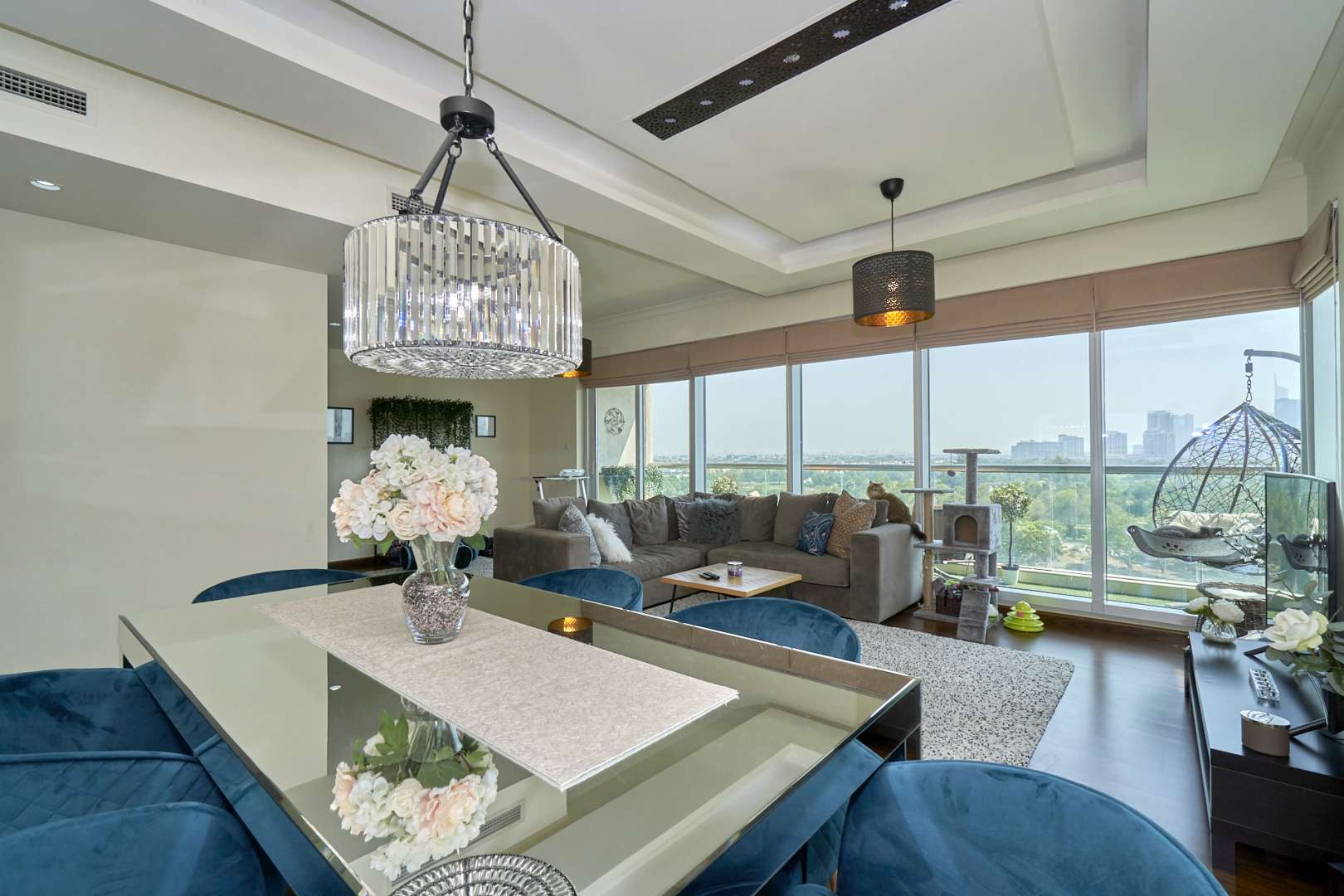 Bright living room in upgraded apartment with city view, The Fairways, The Views