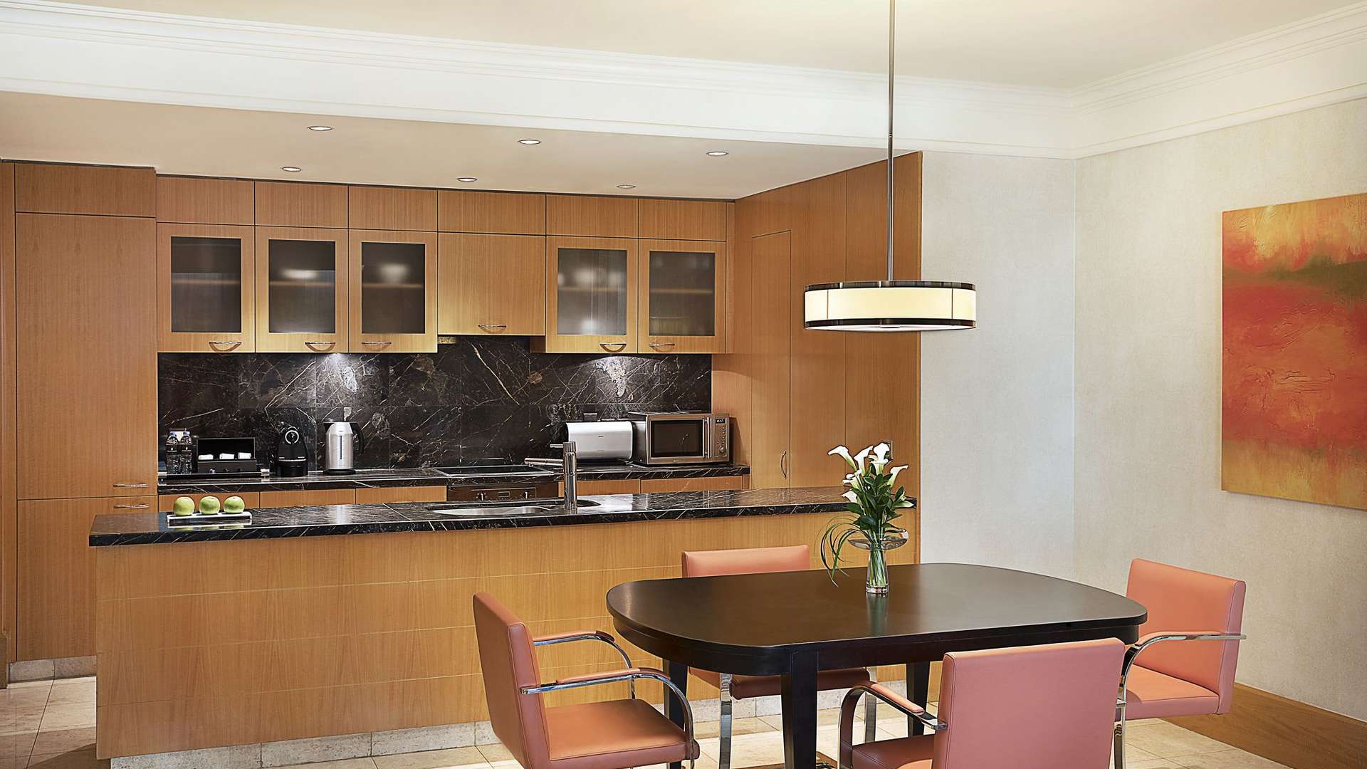 Luxurious bedroom with ensuite bathroom at Ritz-Carlton Residences, DIFC apartment for rent