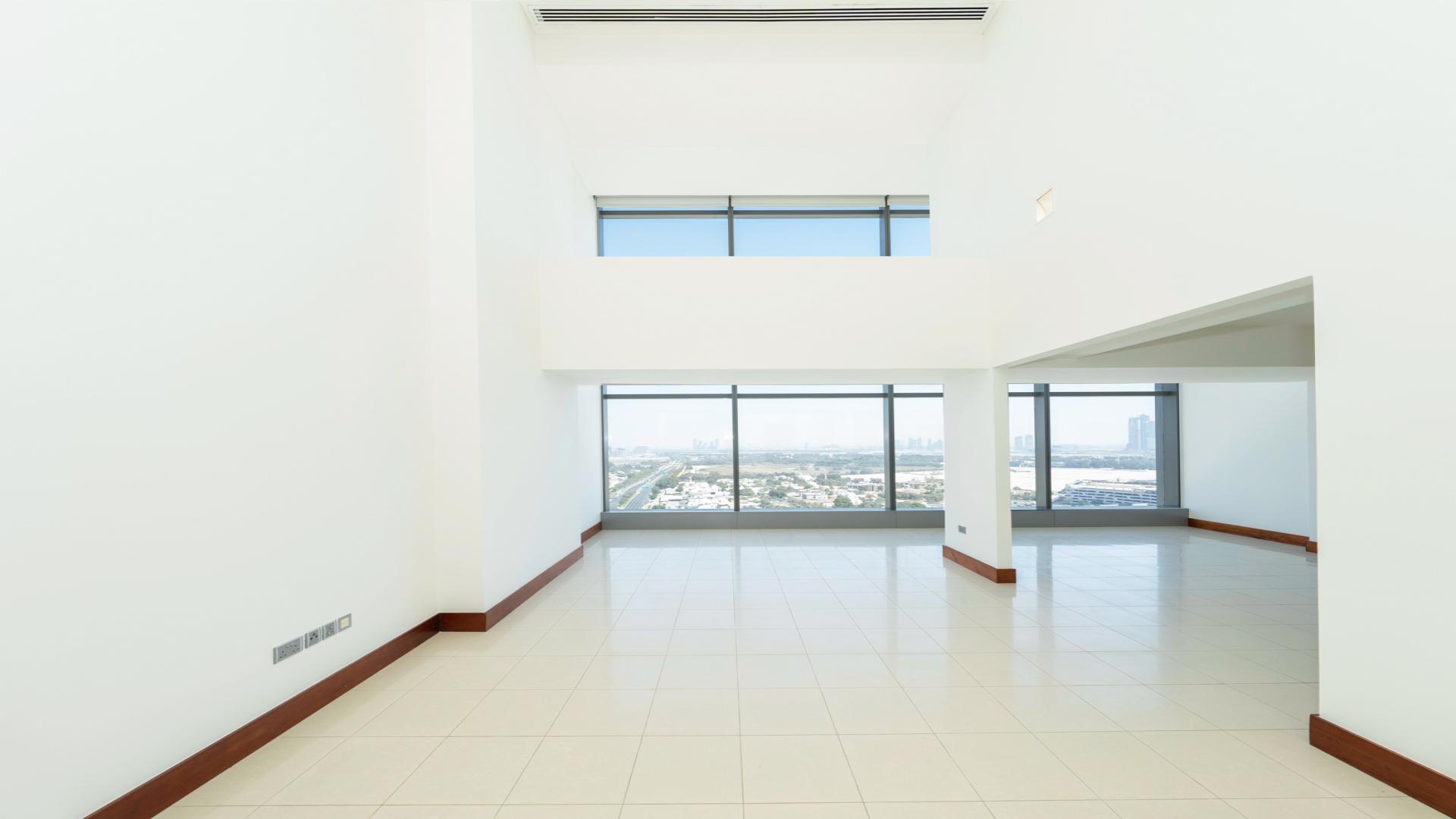 Contemporary duplex apartment interior with skyline views, Jumeirah Living WTC, for rent
