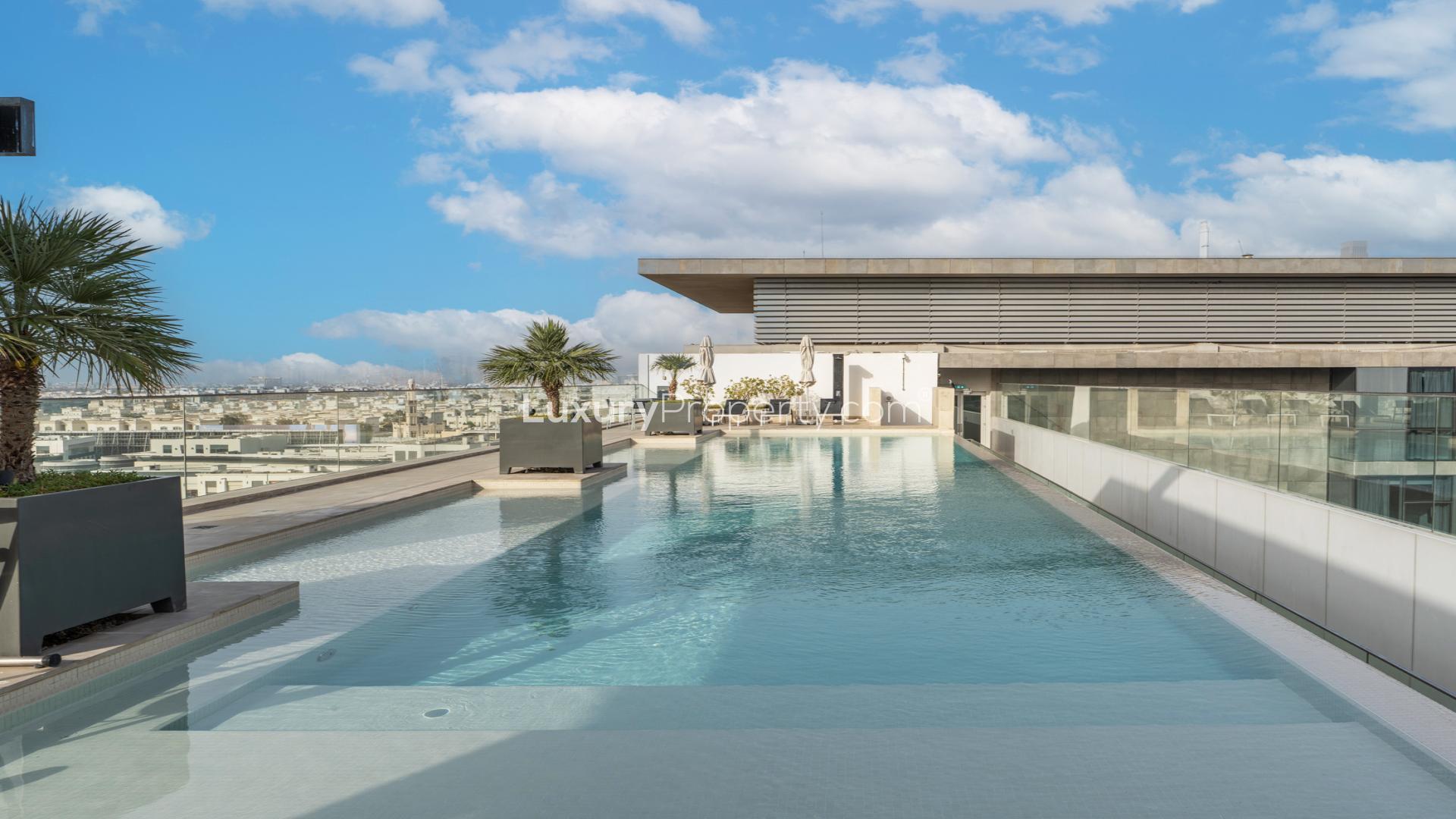 Spacious, modern apartment interior with city views in City Walk, Building 25 for rent