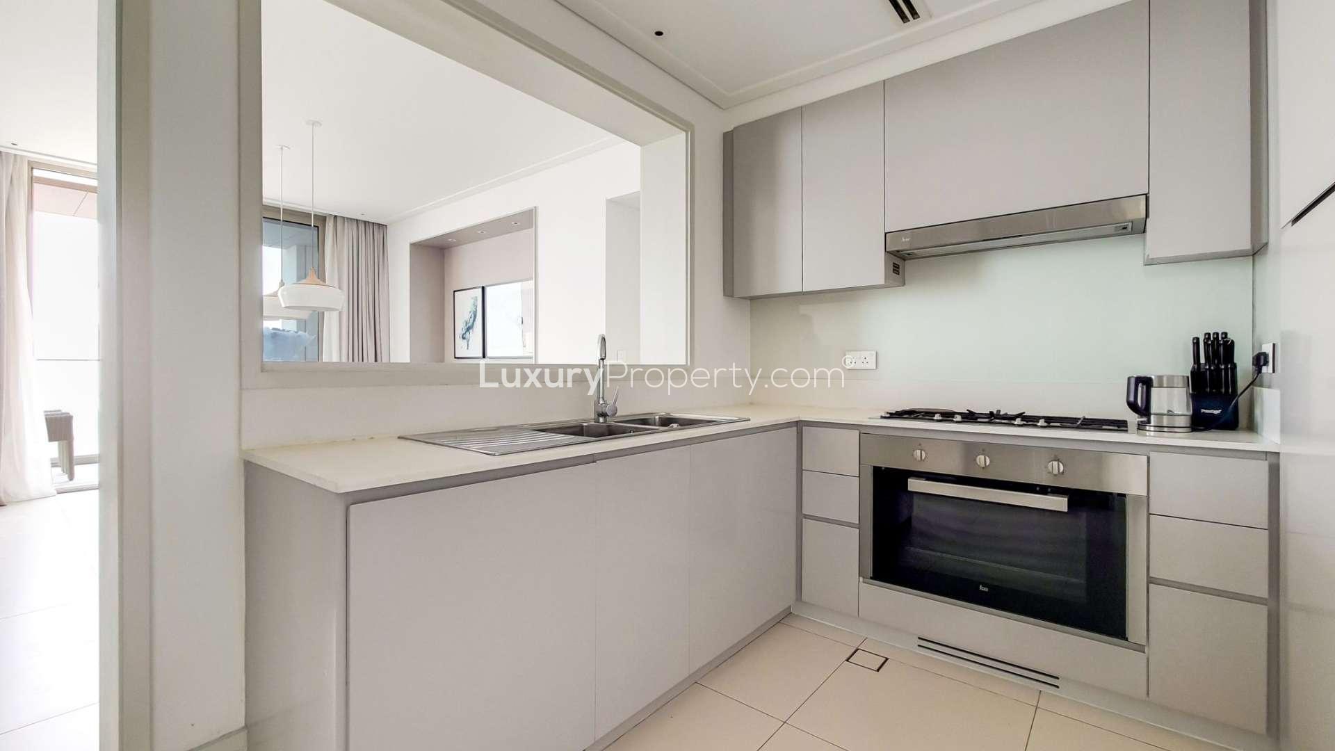 Fully furnished dining and living area in Vida Residence Downtown Dubai apartment for rent