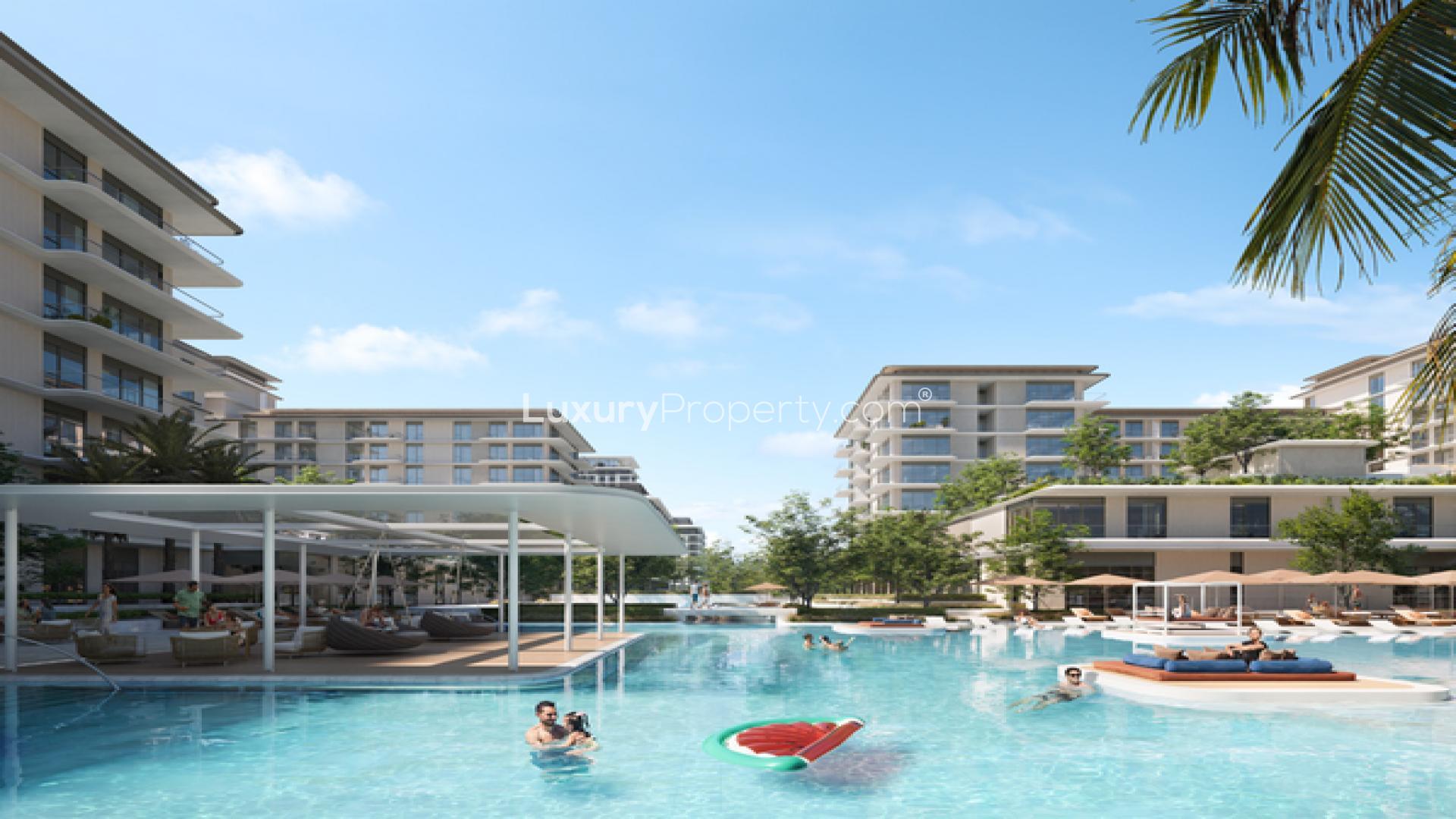 Spectacular Bayline apartment for sale, features poolside and lush greenery in Mina Rashid