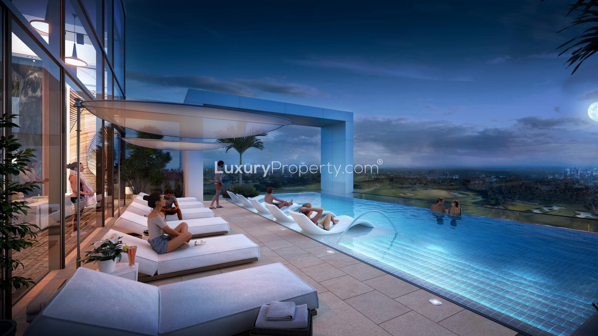 Aerial view of Sobha Verde skyscraper in Jumeirah Lake Towers, Dubai real estate for sale