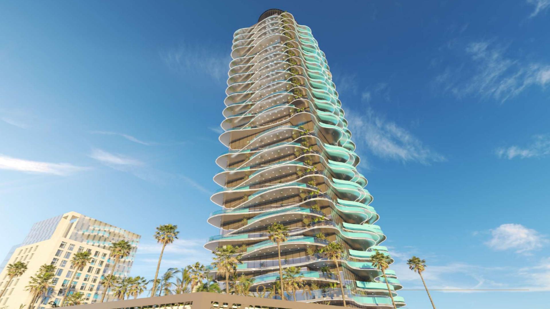 Elegant dining area in Volga Tower apartment, Jumeirah Village Triangle, marble flooring, modern decor