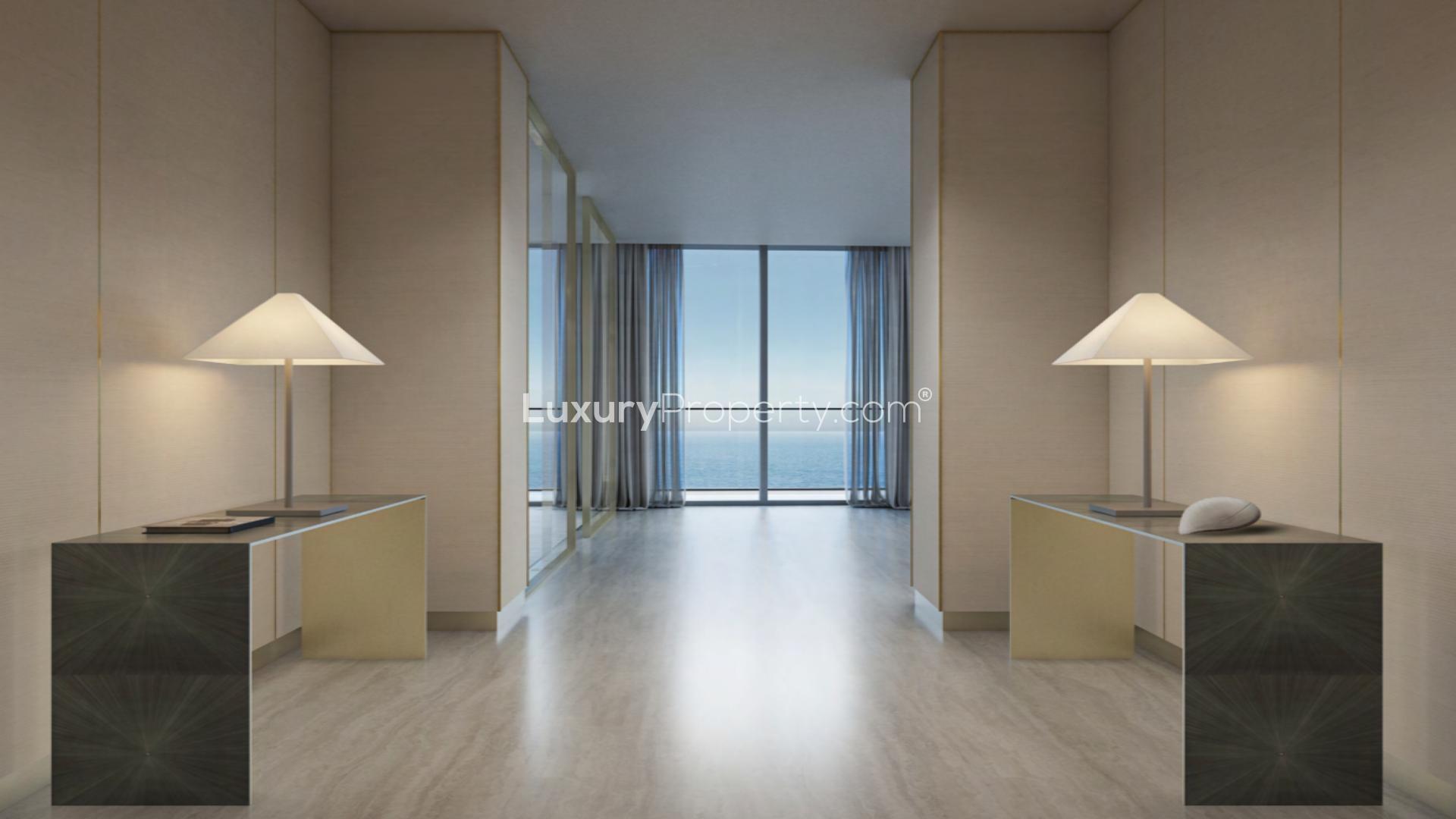 Modern dining room with ocean view at Armani Beach Residences, Palm Jumeirah apartment