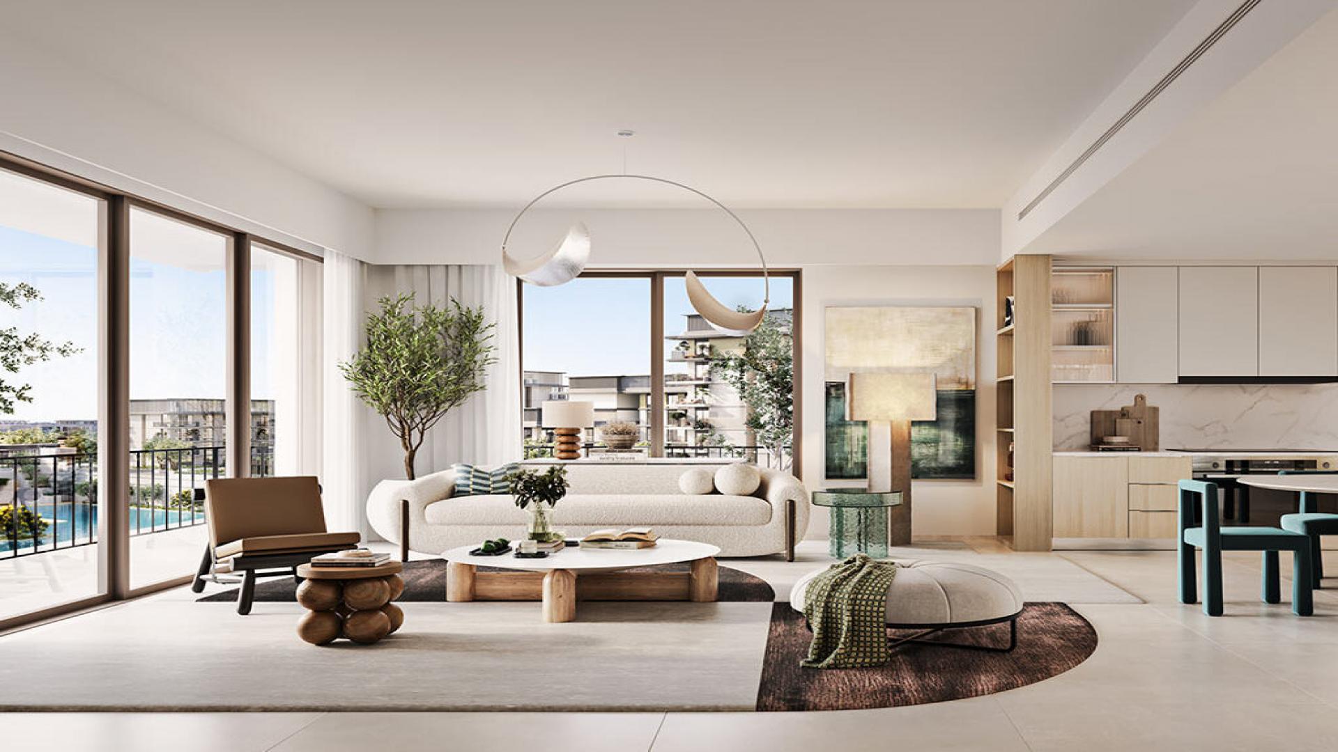 "Luxurious garden view at Ocean Point 3-bedroom apartment in Rashid Yachts & Marina.",Modern living room in Ocean Point 3-bedroom apartment, Mina Rashid, Rashid Yachts & Marina