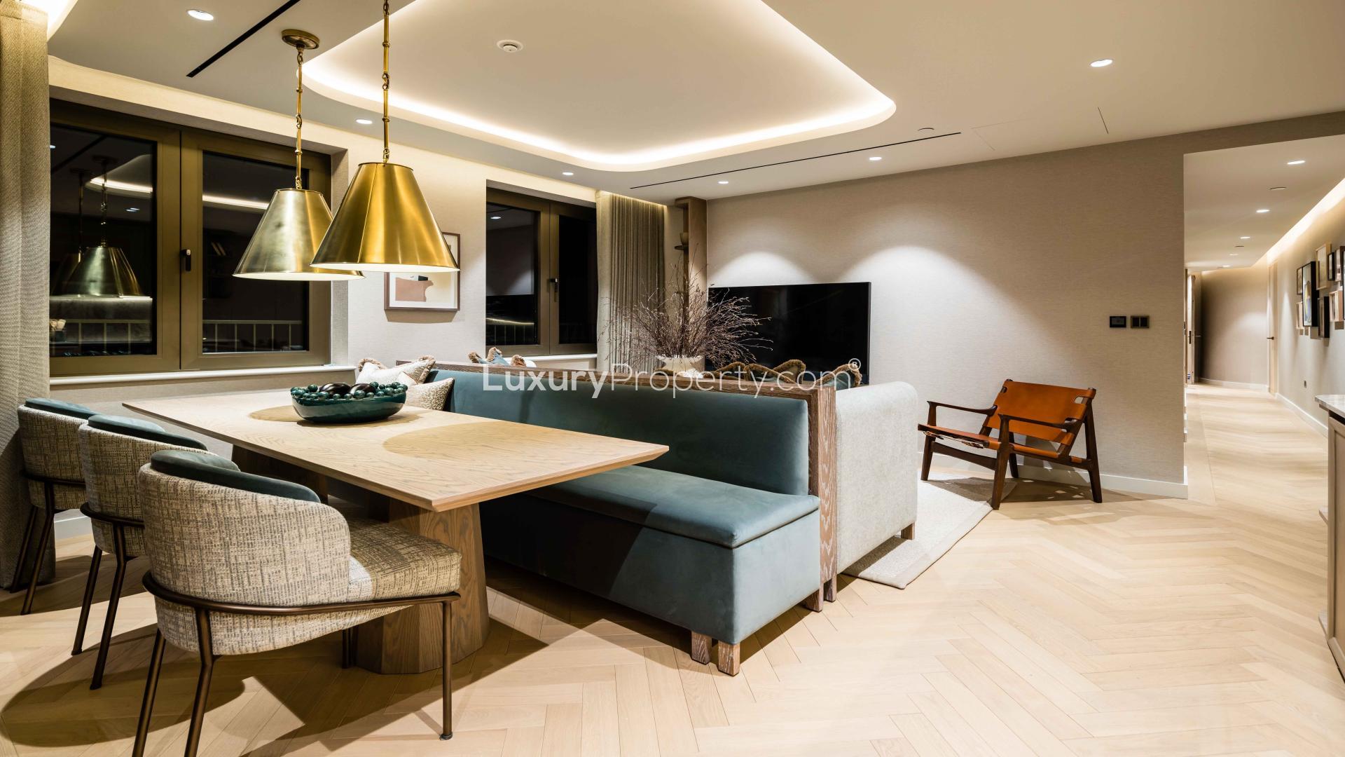 Contemporary kitchen in 3-bedroom West End apartment, featuring modern cabinetry and stylish design