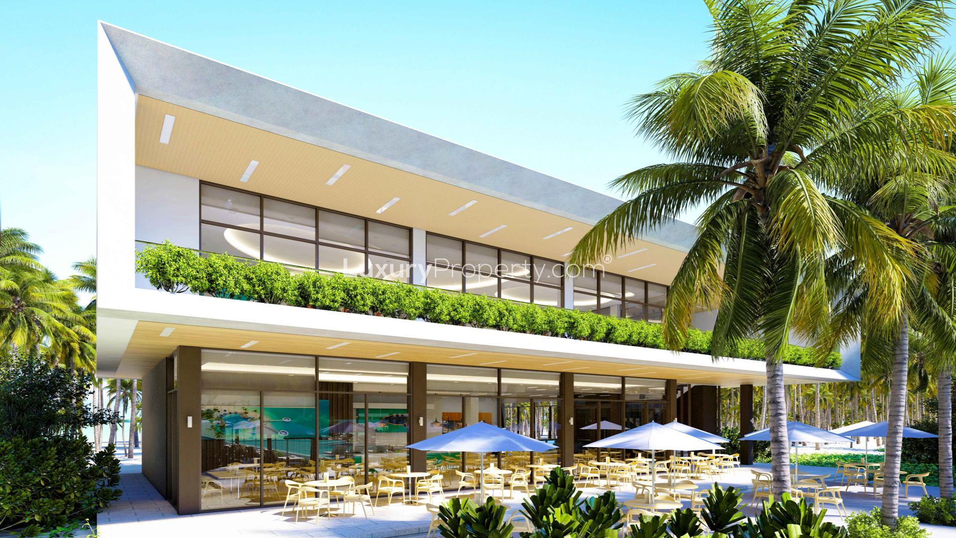 Modern living room with ocean view at Coral Residences, Kandima Island, Maldives apartment