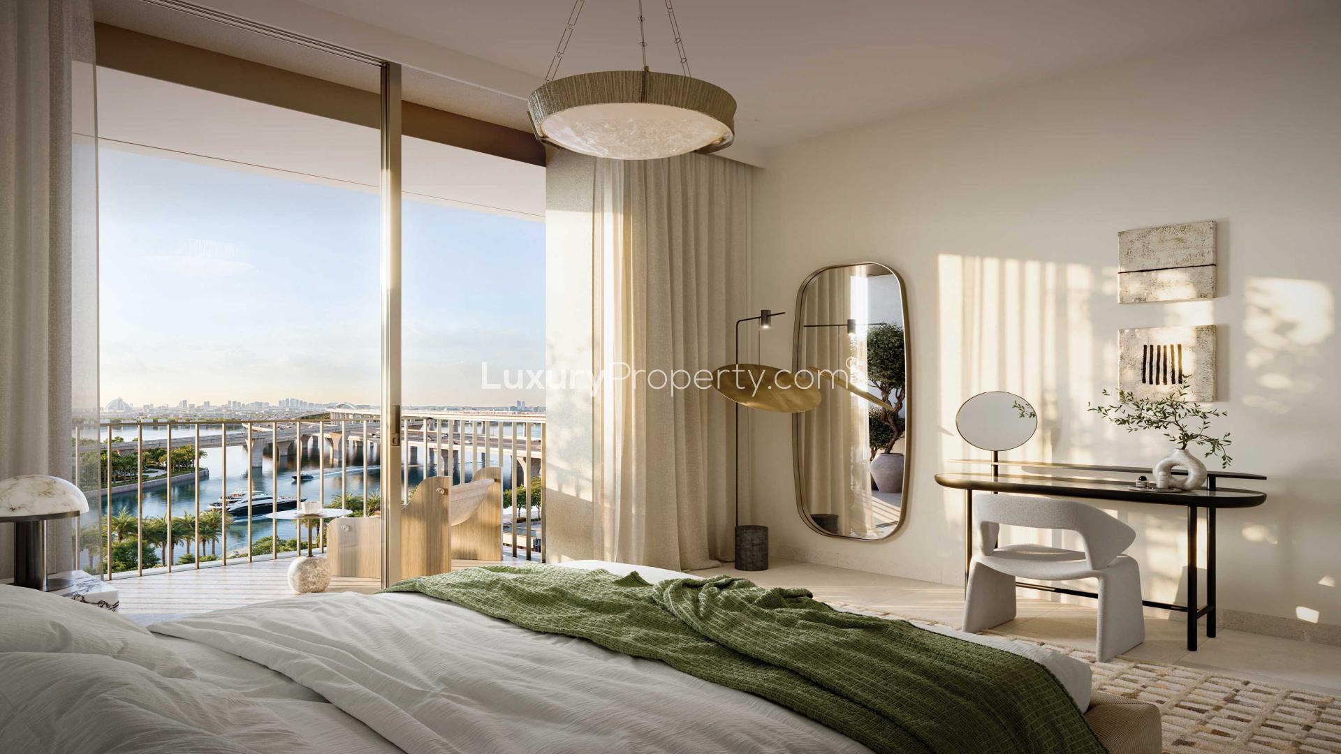 Luxurious poolside lounge at Address Residences Dubai Creek Harbour apartment for sale