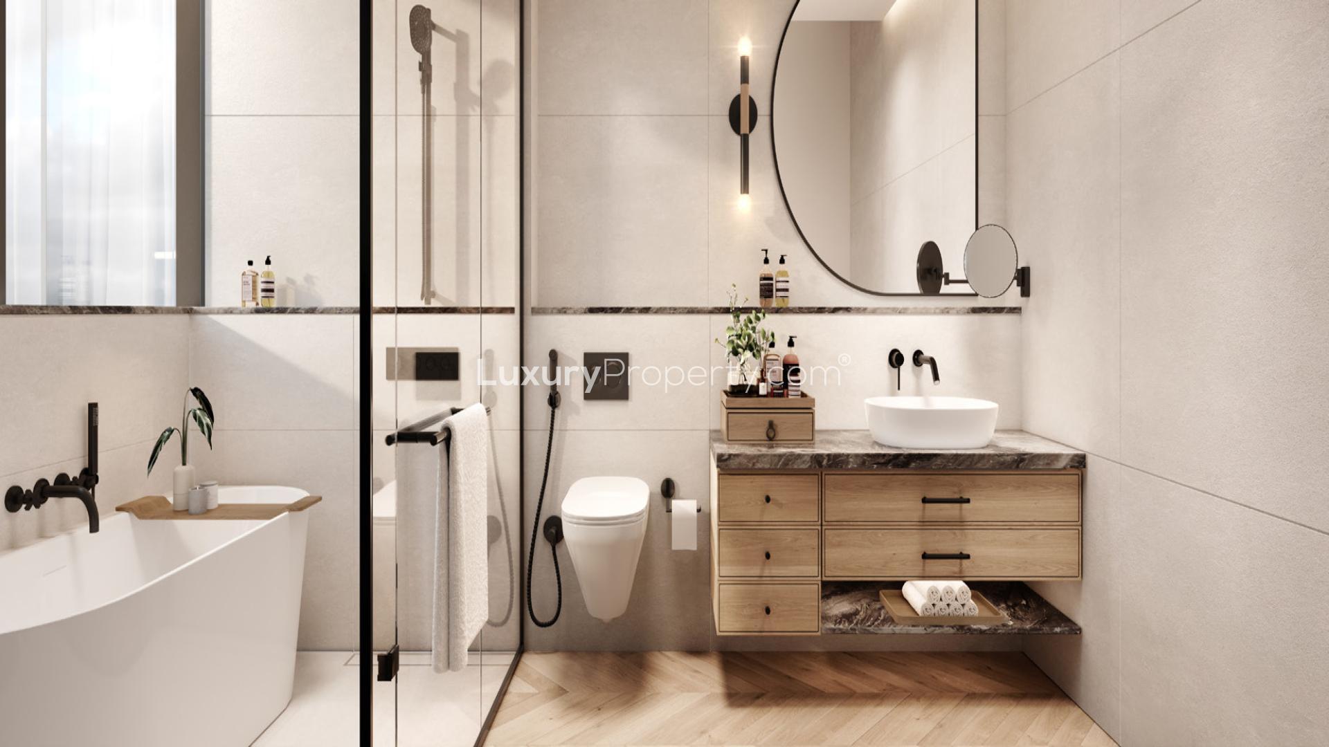 Luxurious bedroom with panoramic city views at W Residences, Jumeirah Lake Towers