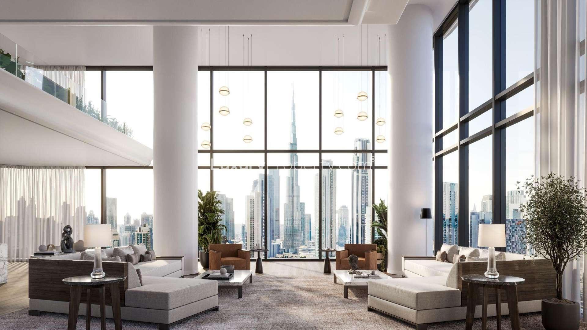 Luxurious bedroom with private terrace view at VELA VIENTO, Business Bay apartment