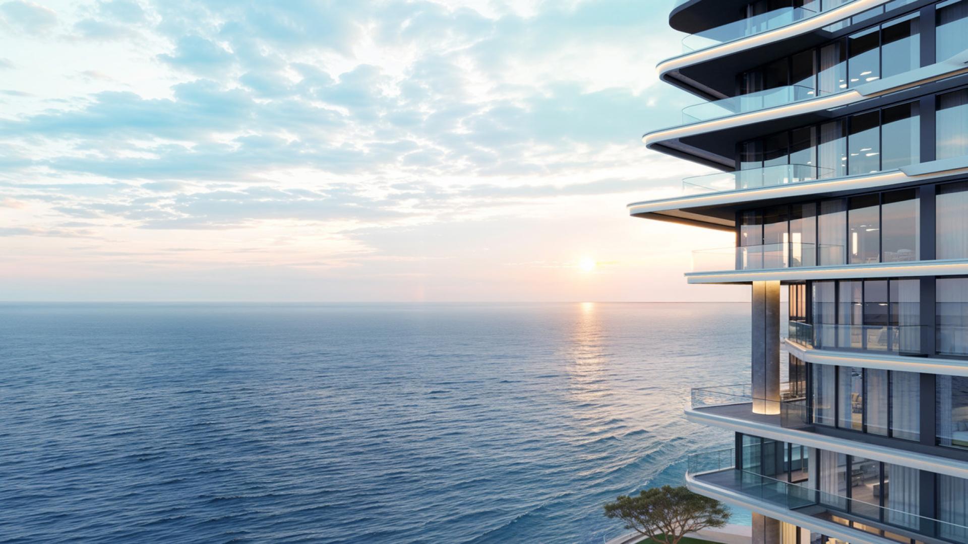 Aerial view of Costa Mare apartments on Al Marjan Island, beachfront luxury living