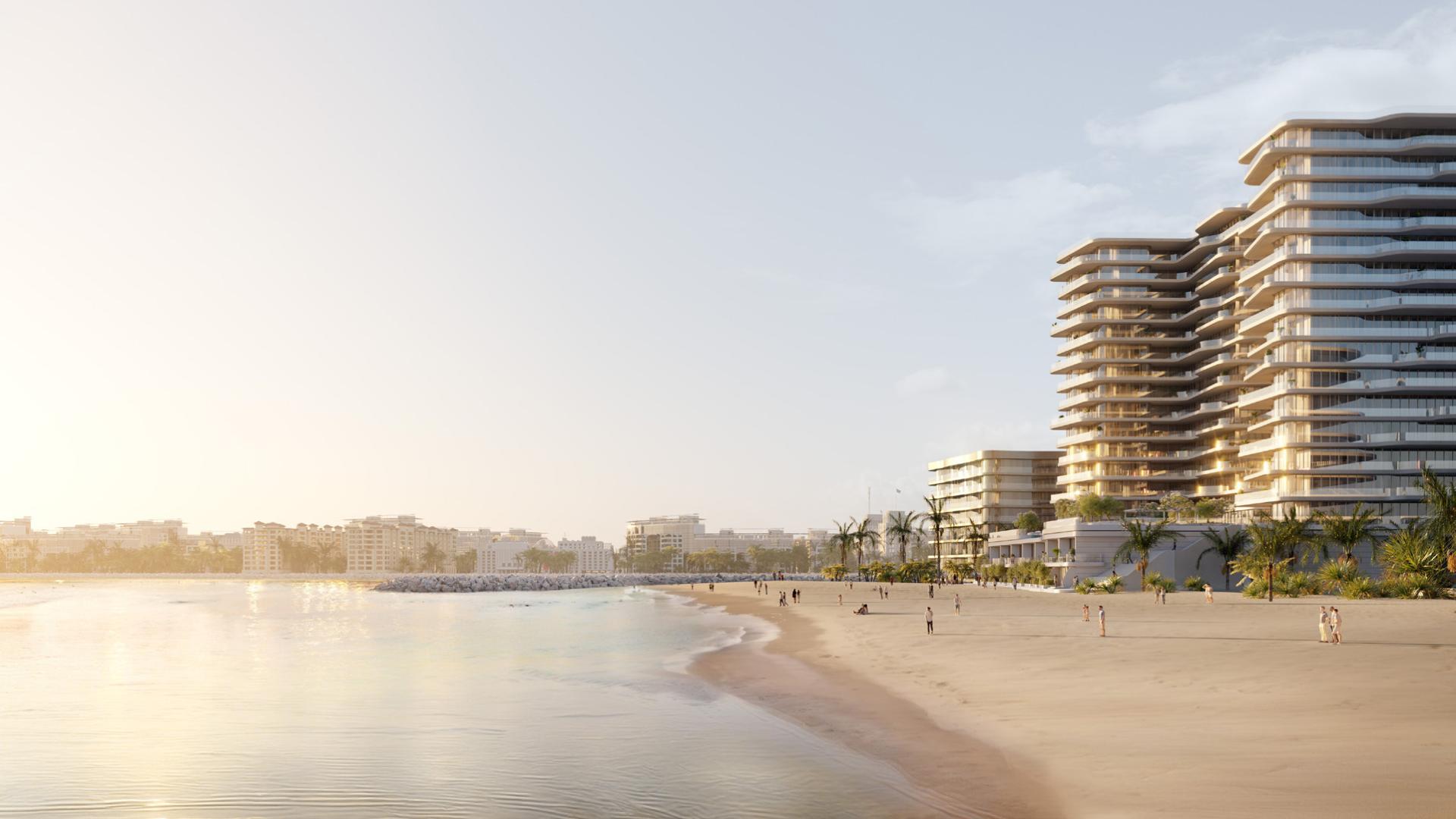 Beachfront apartment building at The Astera, Al Marjan Island, for sale, exterior view
