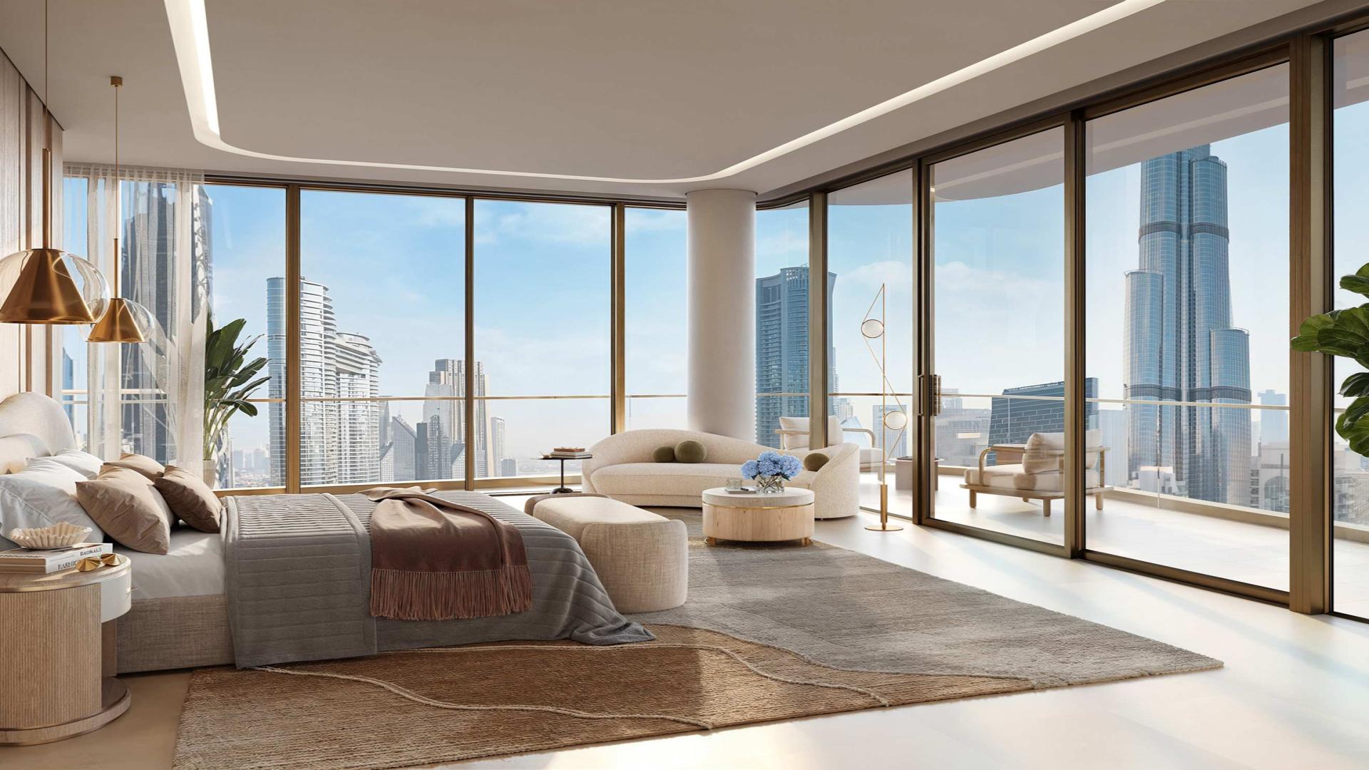 Luxurious penthouse living room with sea views in Downtown Dubai's Address Grand