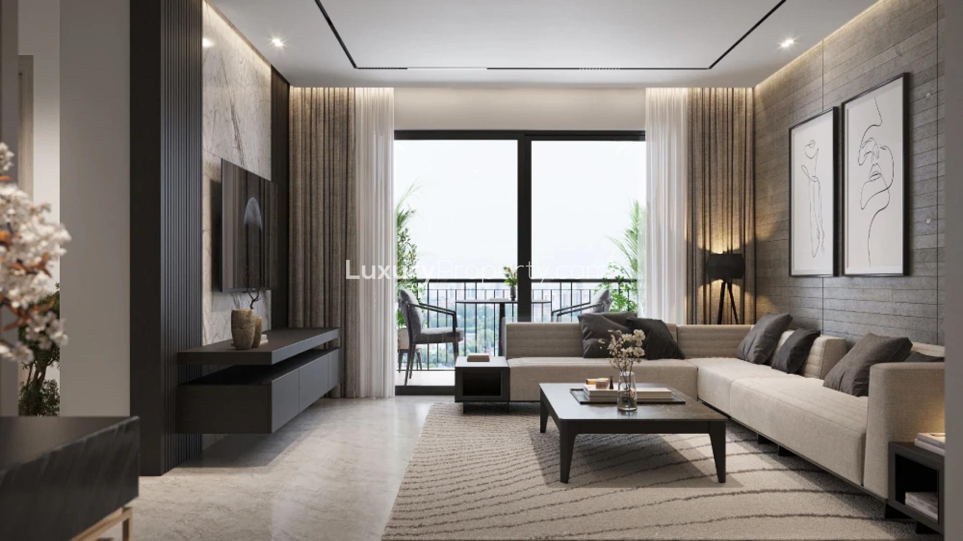 Luxurious poolside view at Sobha Ayana, Bangalore apartment complex amidst lush greenery