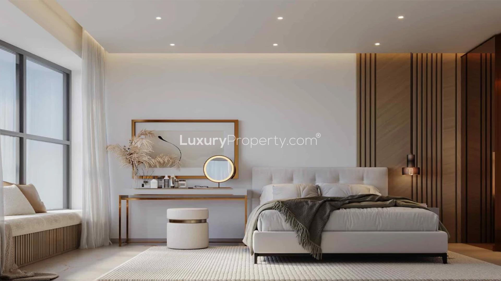 Luxurious outdoor lounge area at SOBHA Elysia apartment, GIFT City, Gandhinagar, sunset view