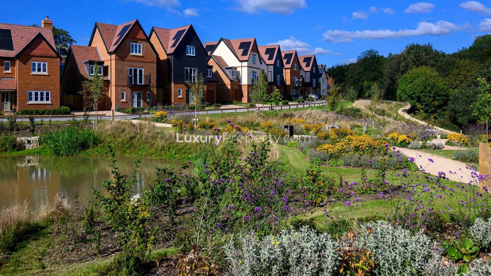 Dining area with plants and tableware in High Wycombe apartment for sale