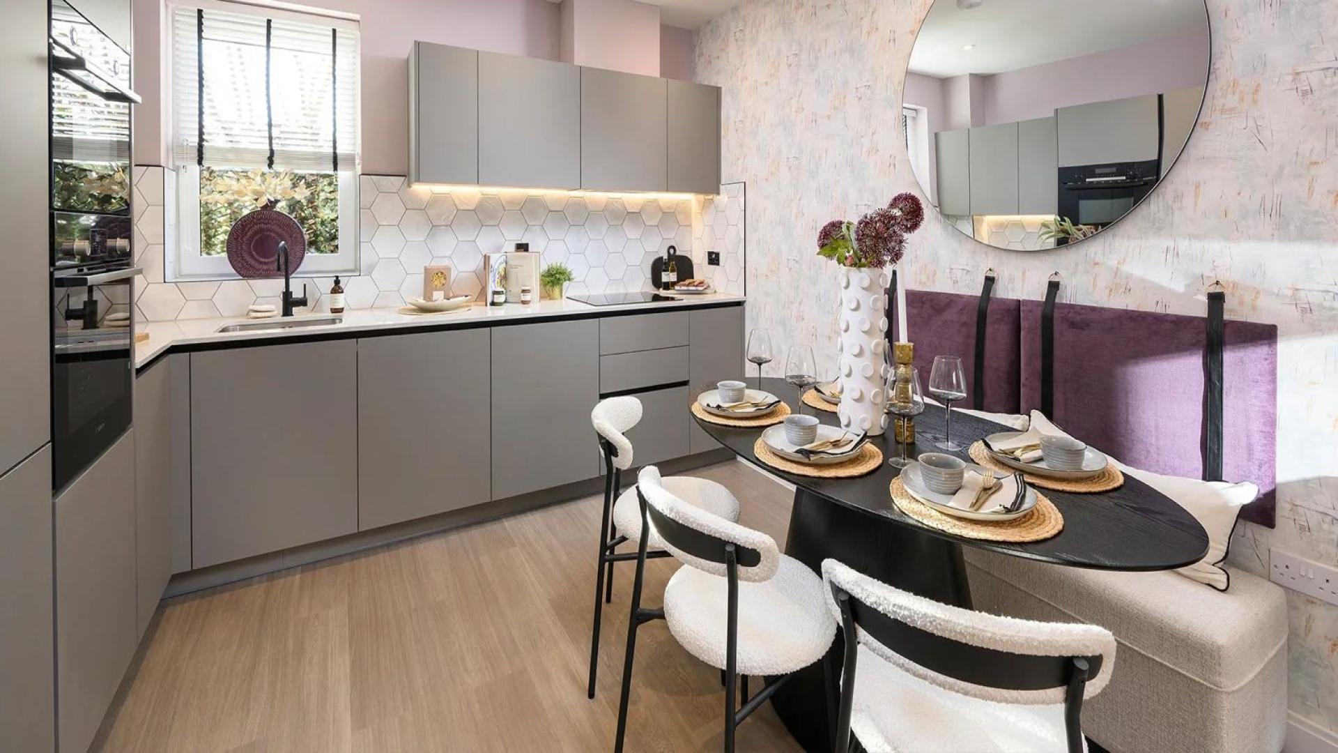 Stylish dining area in Horlicks Quarter apartment, Slough. Urban House Collection, 3-bed, for sale