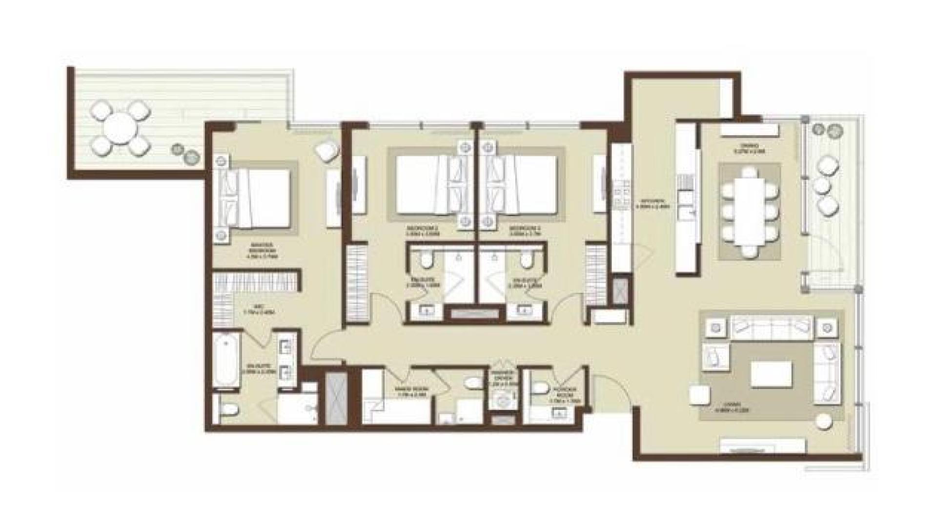 Modern living room in Acacia, Dubai Hills Estate apartment for sale, featuring stylish decor