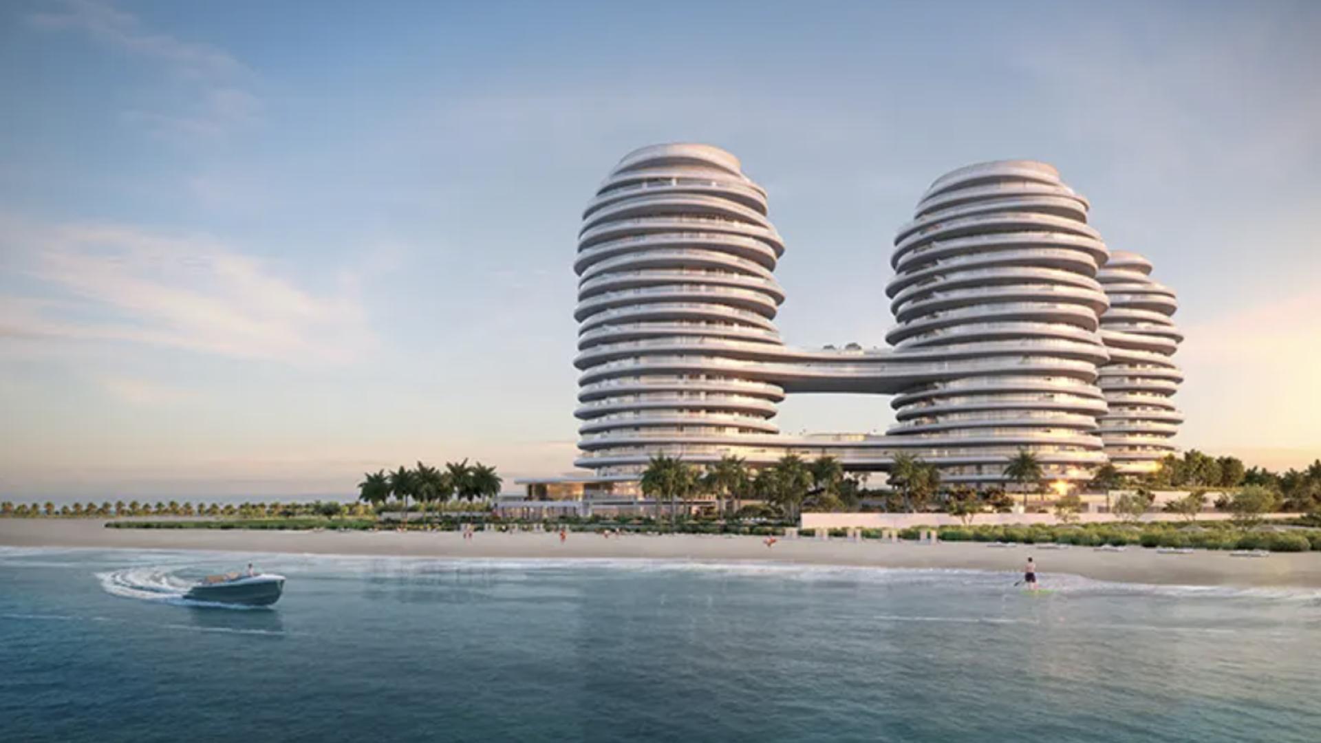 Luxury apartment balcony view at La Mer by ELIE SAAB, Al Marjan Island