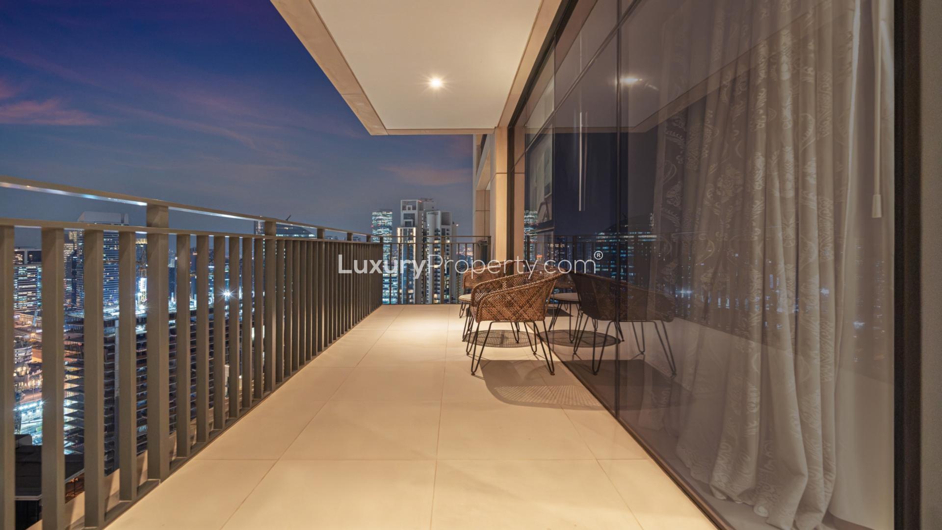 Balcony view of Downtown skyline from BLVD Crescent apartment for sale, LP47539