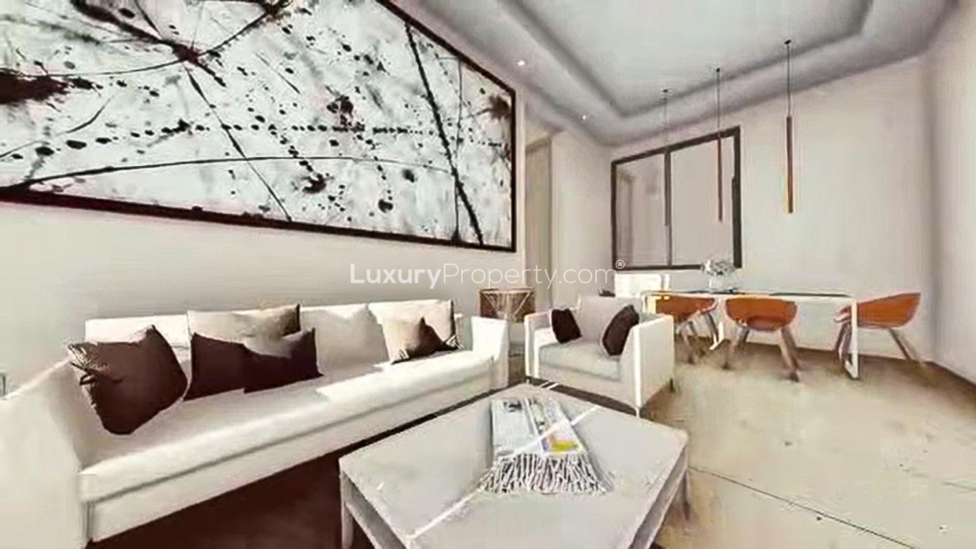 Luxurious living room in 3-bedroom apartment for sale, Messenger Crown, Colombo 12