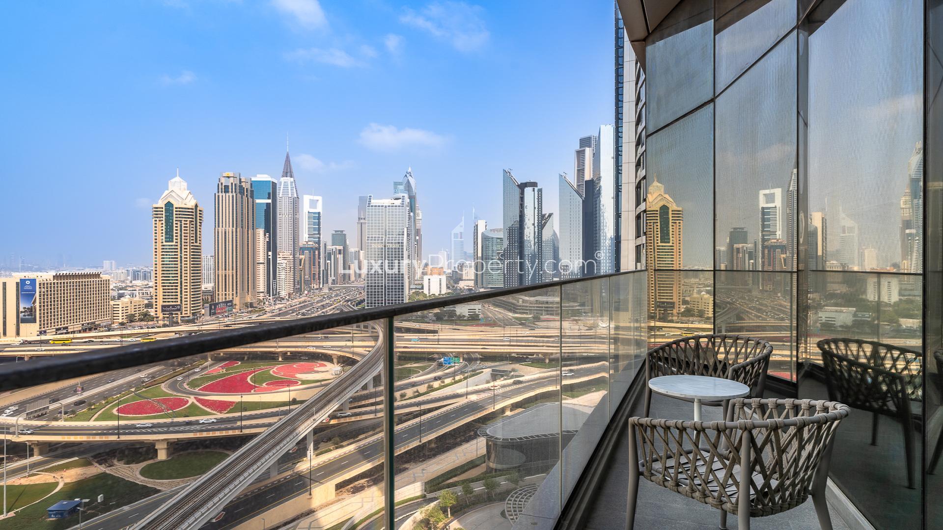 Balcony view from 3-bedroom apartment at Address Residences Sky View, Downtown Dubai