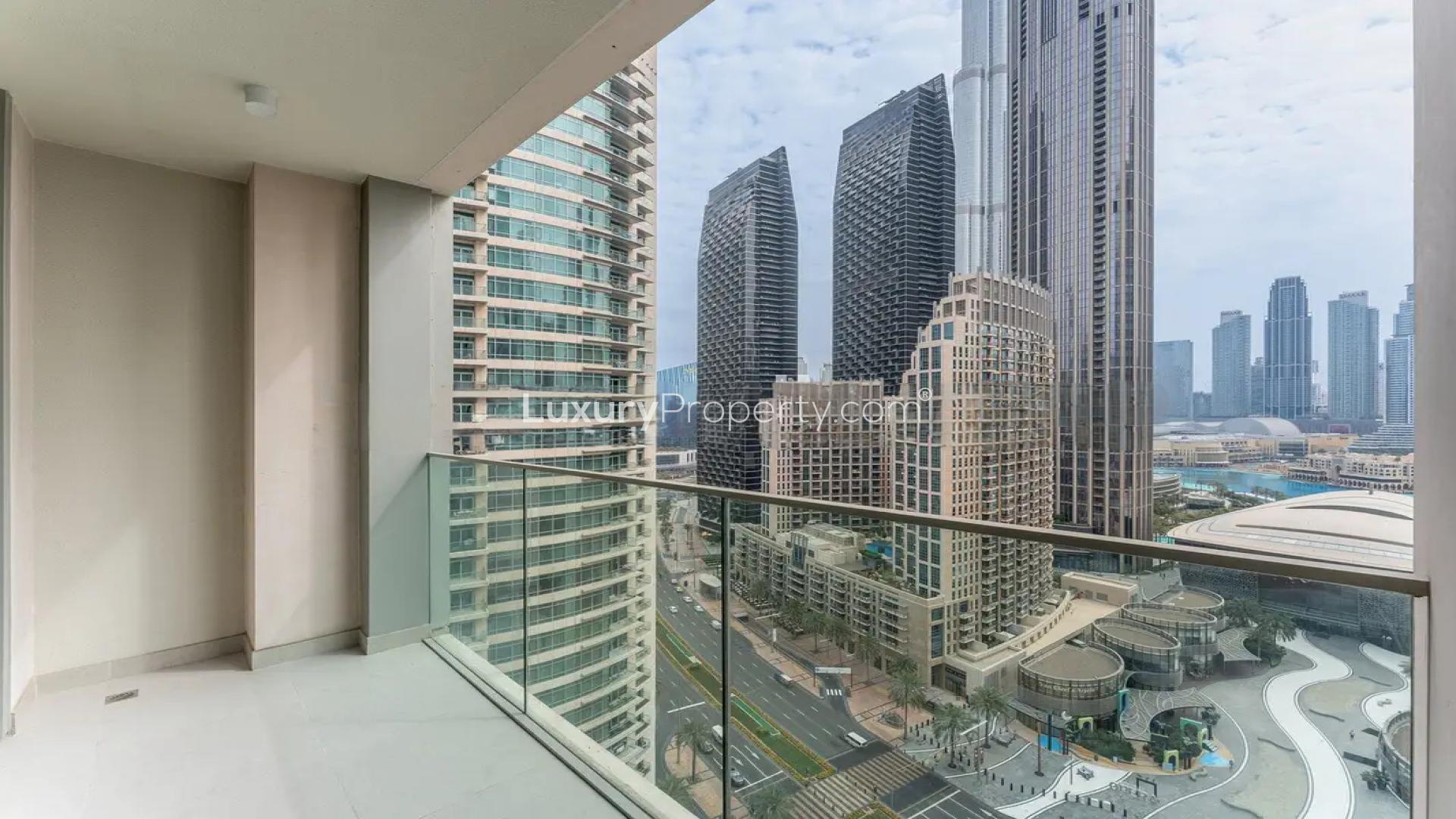 N/A,Balcony view from three-bedroom apartment in Forte 1, Downtown Dubai, overlooking city skyline