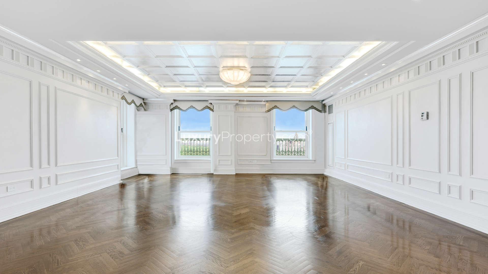 Luxurious Manhattan apartment with stunning Central Park views, elegant interior, and hardwood floors