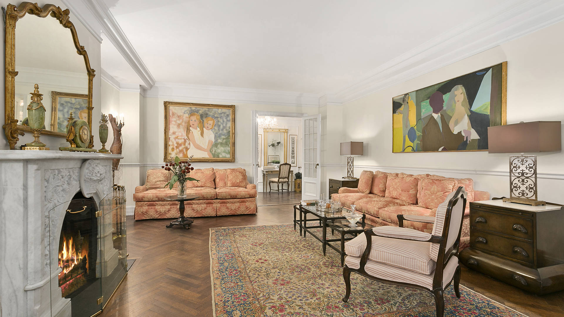 Elegant lobby of luxury Manhattan apartment at 50 East 72nd Street, New York