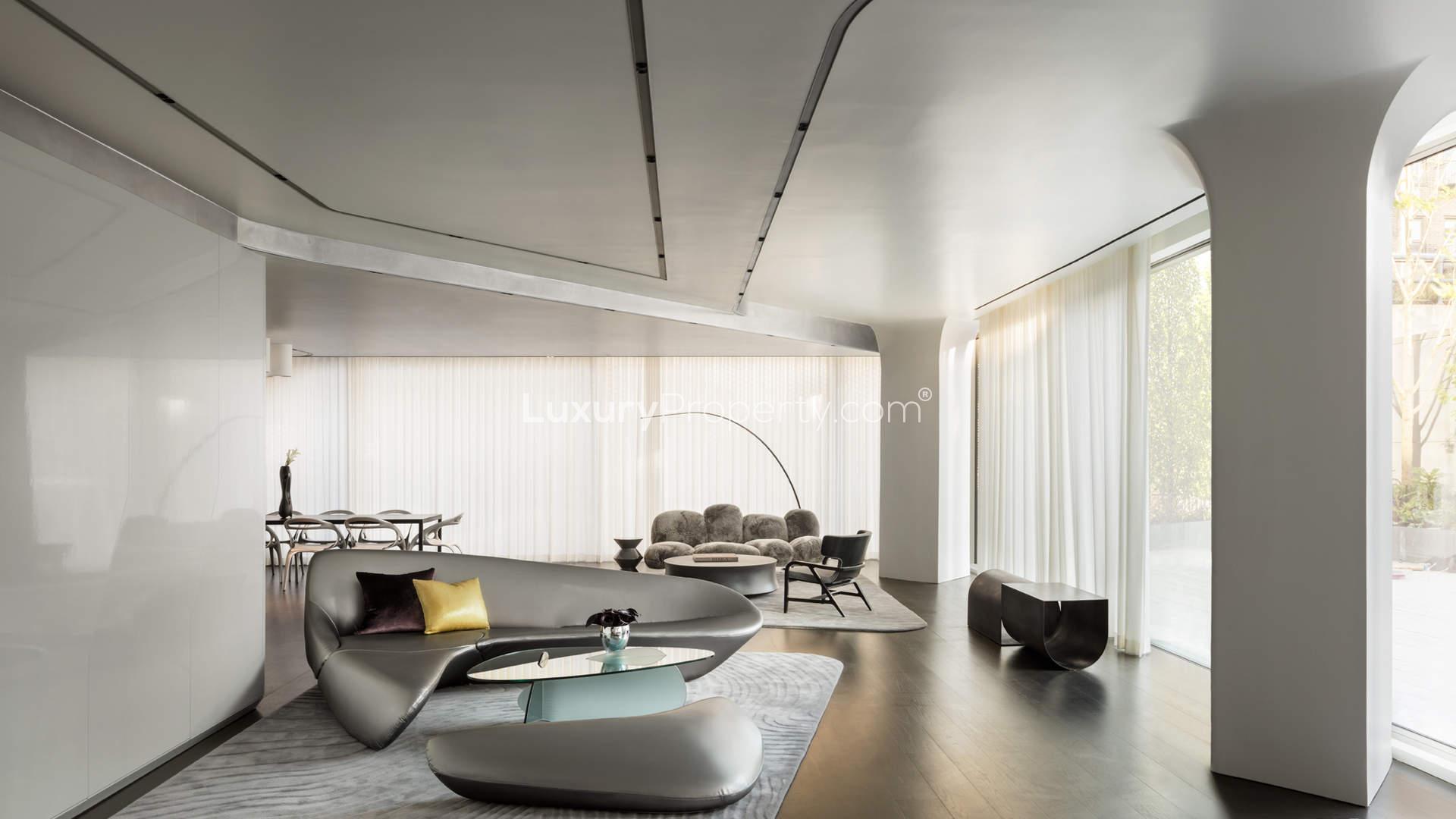 Indoor pool in luxury Zaha Hadid apartment, 520 West 28th Street, Manhattan, New York