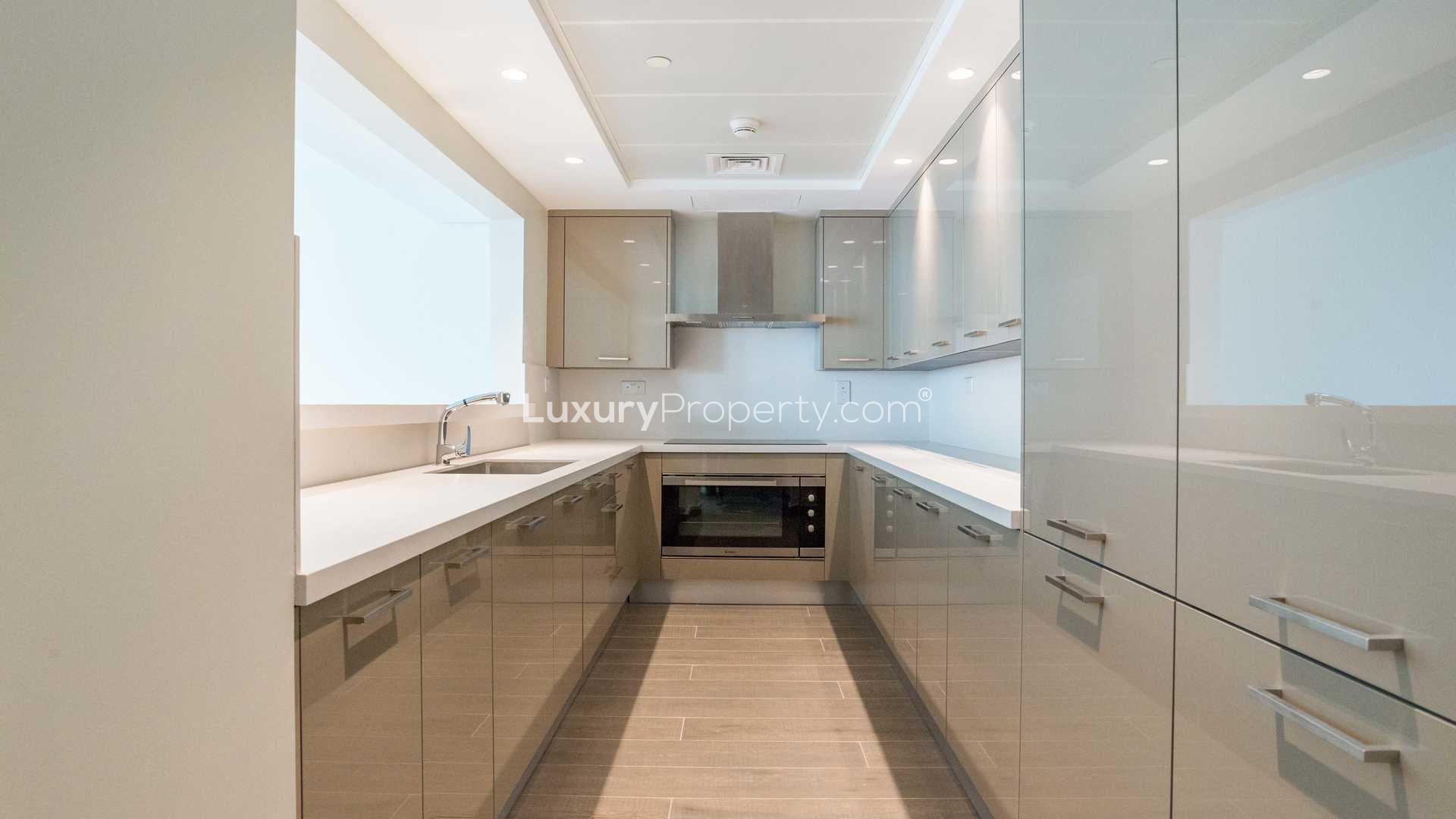 Modern kitchen with sleek cabinets in Al Bateen Residence, JBR apartment for sale