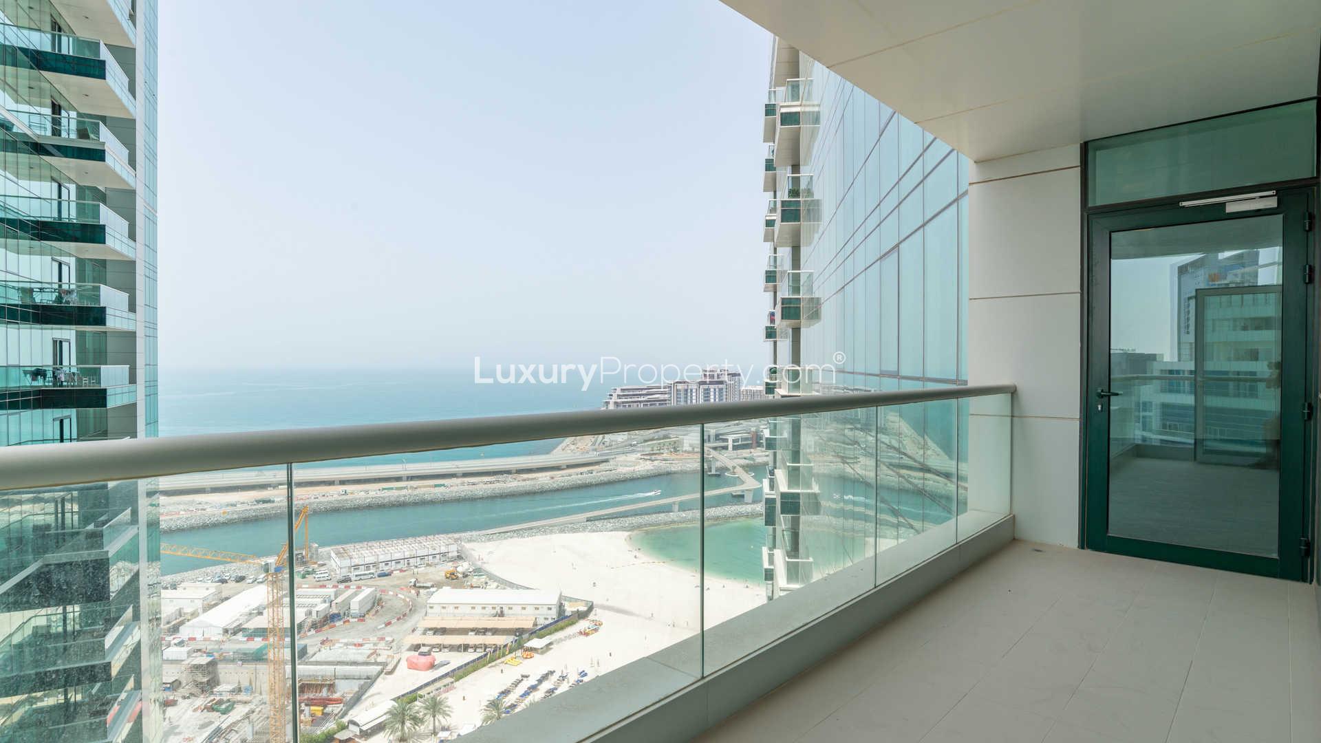 Balcony view from three-bedroom apartment at Al Bateen Residence, Jumeirah Beach Residence