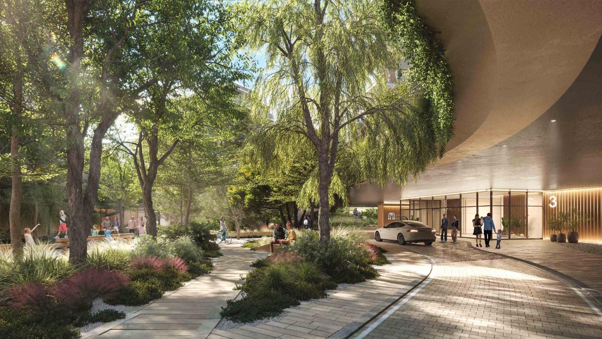 Modern living room in Lacina Residences, Ghafwoods, Dubai Land – 3-bedroom apartment for sale