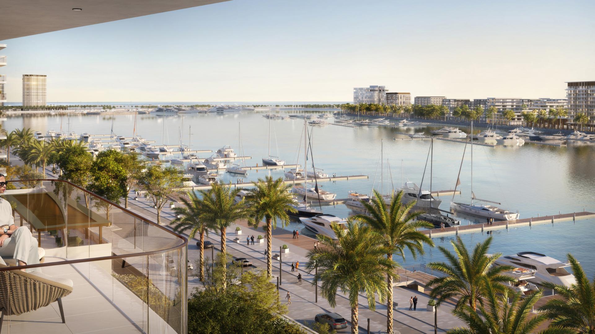 Luxurious living room with marina view in Porto View, Mina Rashid apartment for sale