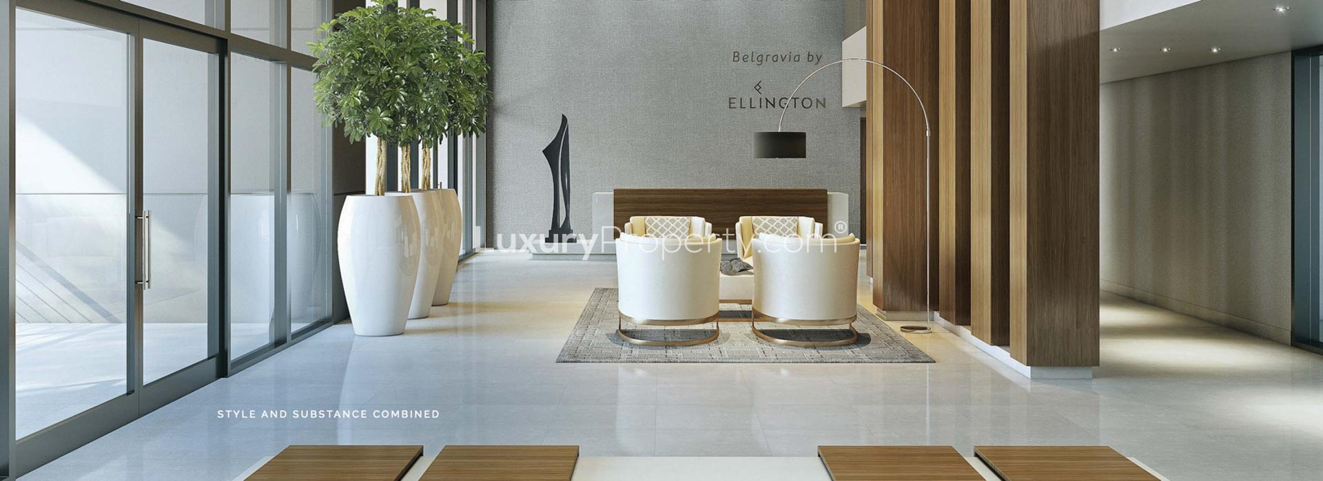 Designer 3-bed apartment in Belgravia, Jumeirah Village Circle, with central courtyard view