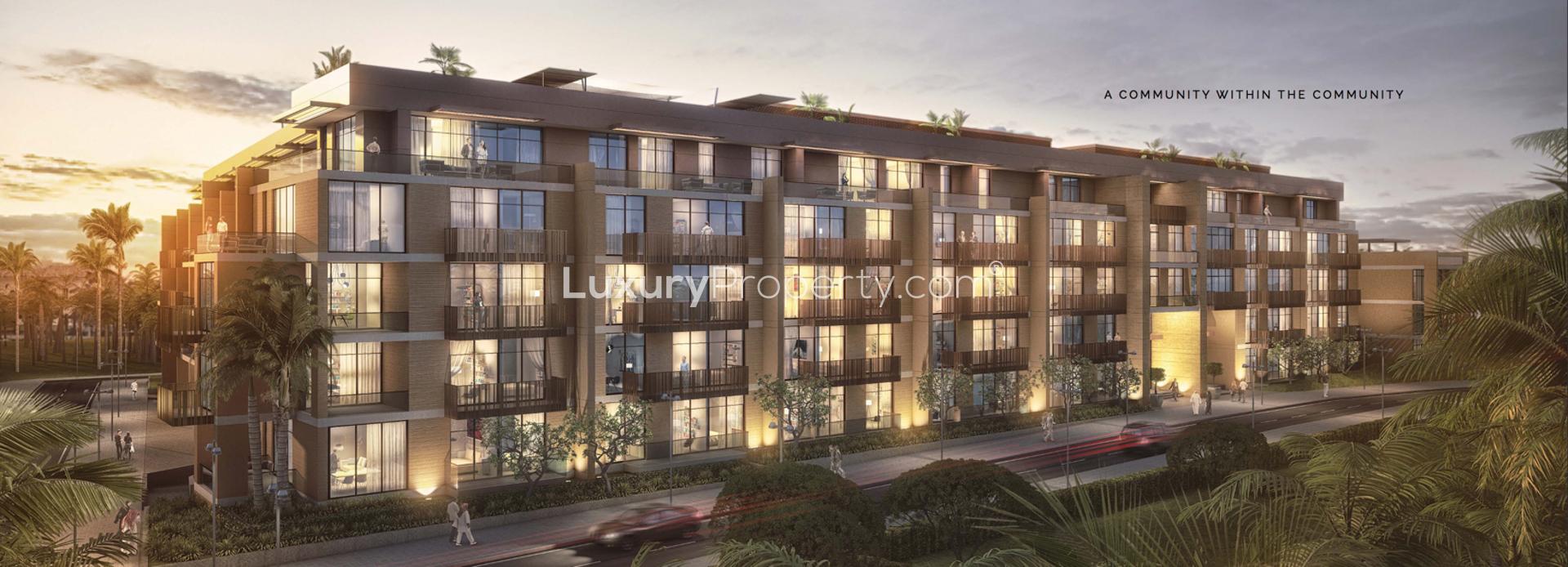 Luxurious lobby at Belgravia, Jumeirah Village Circle apartment for sale, modern design