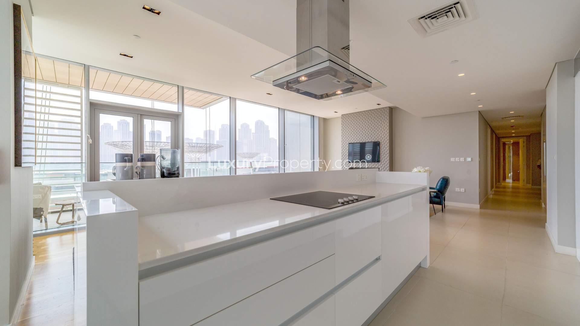 Modern kitchen in 3-bedroom apartment at Bluewaters Residences, JBR, Dubai, for sale
