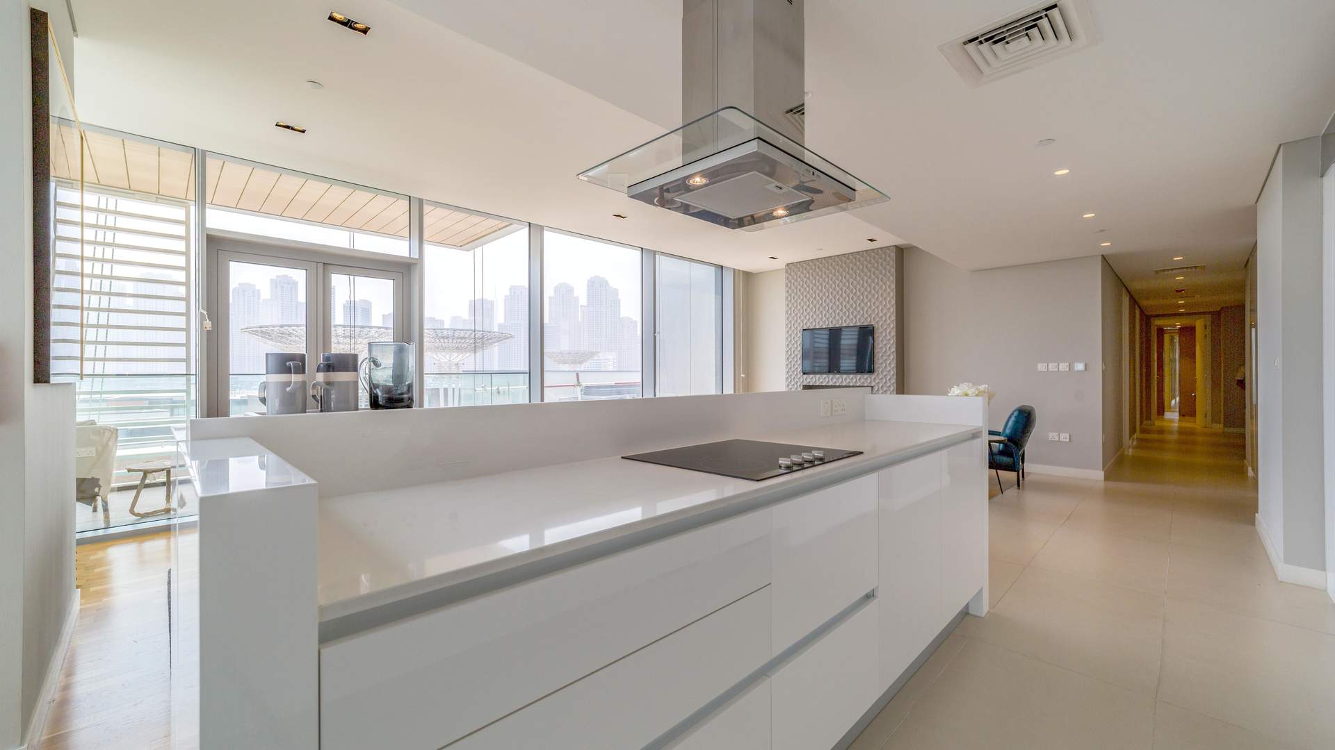 Modern kitchen in 3-bedroom apartment at Bluewaters Residences, JBR, Dubai, for sale