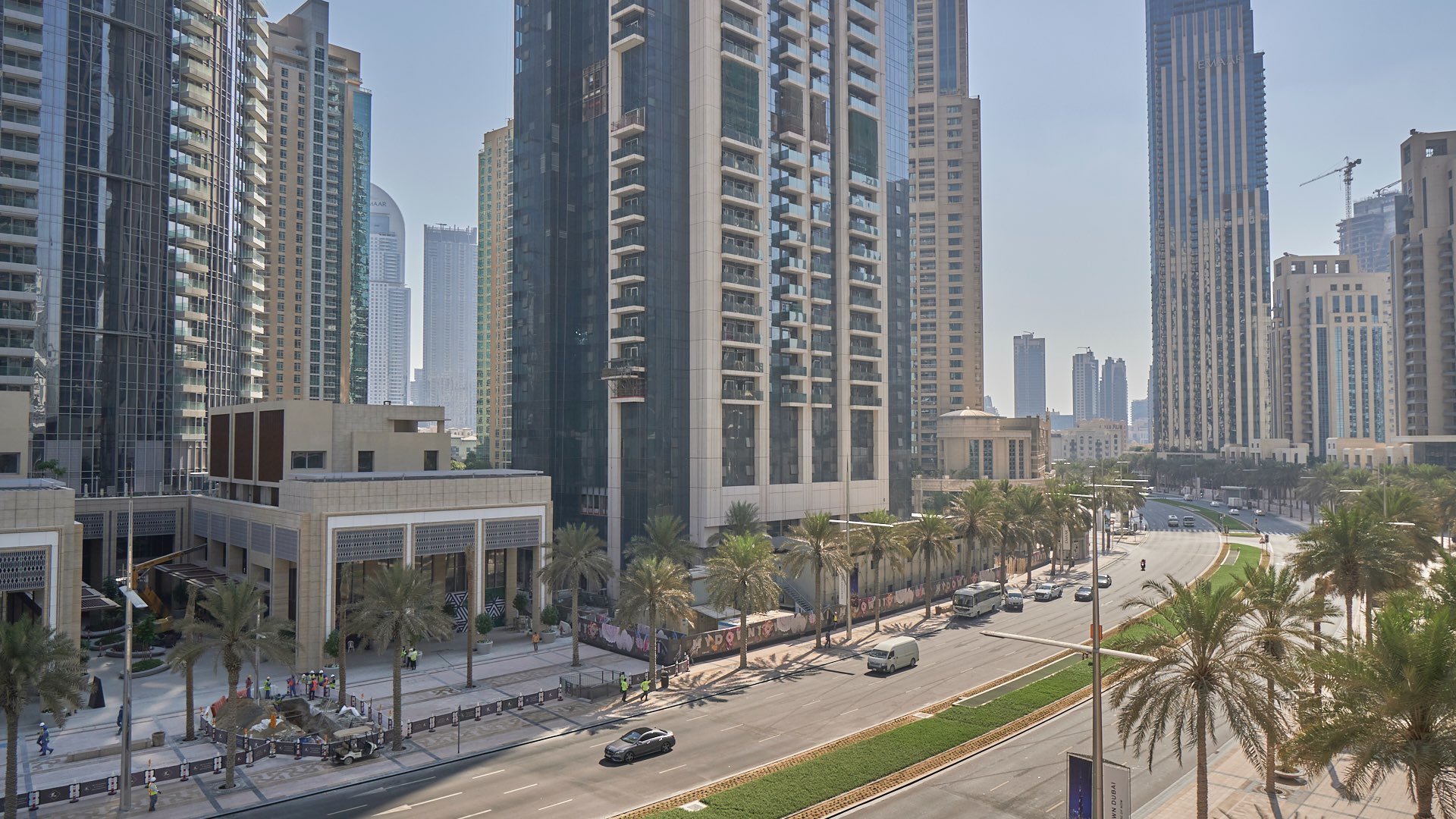 Spacious living area with floor-to-ceiling windows in BLVD Heights, Downtown Dubai apartment