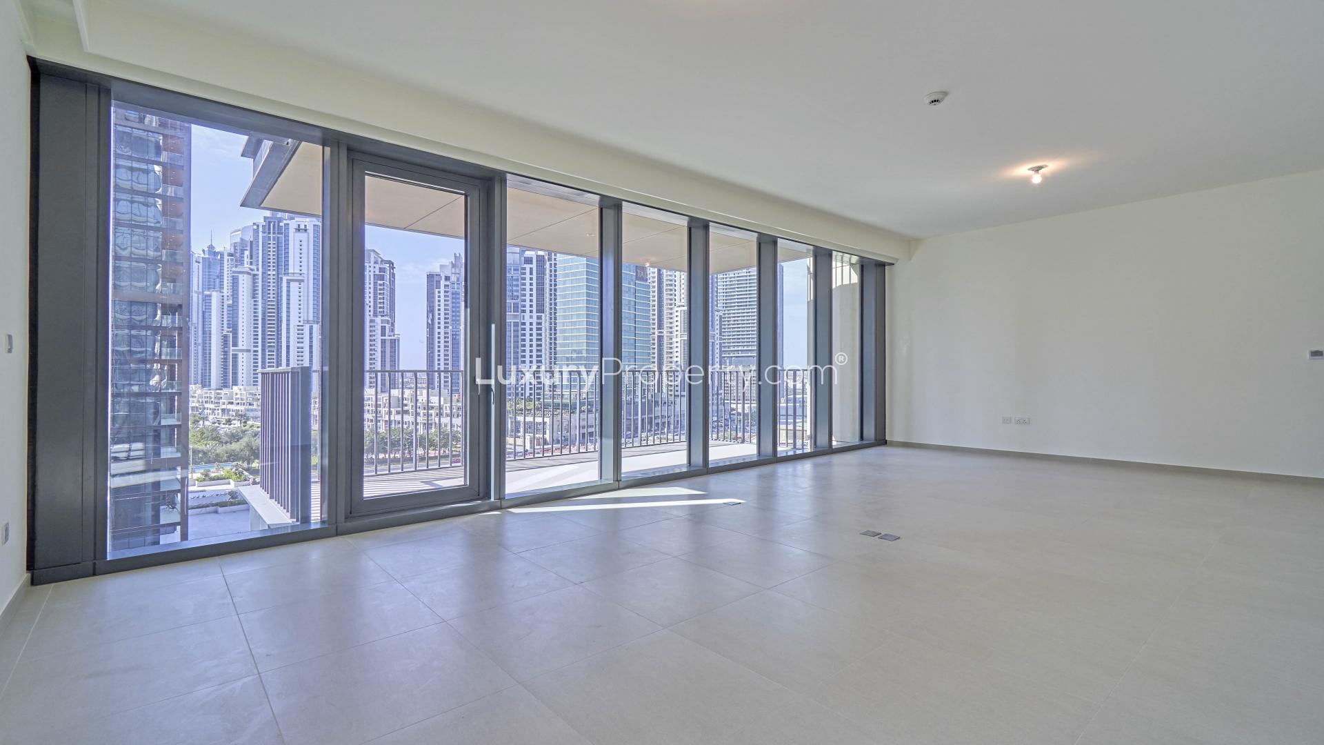 Balcony view from 3-bedroom apartment in BLVD Heights, Downtown Dubai, showcasing cityscape